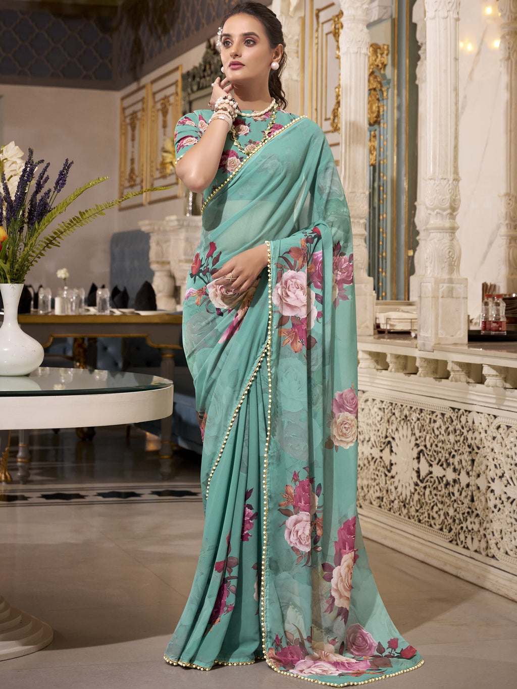 Georgette Printed Saree For Women