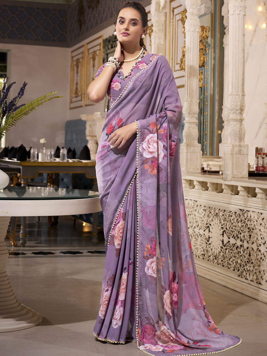 Georgette Printed Saree For Women