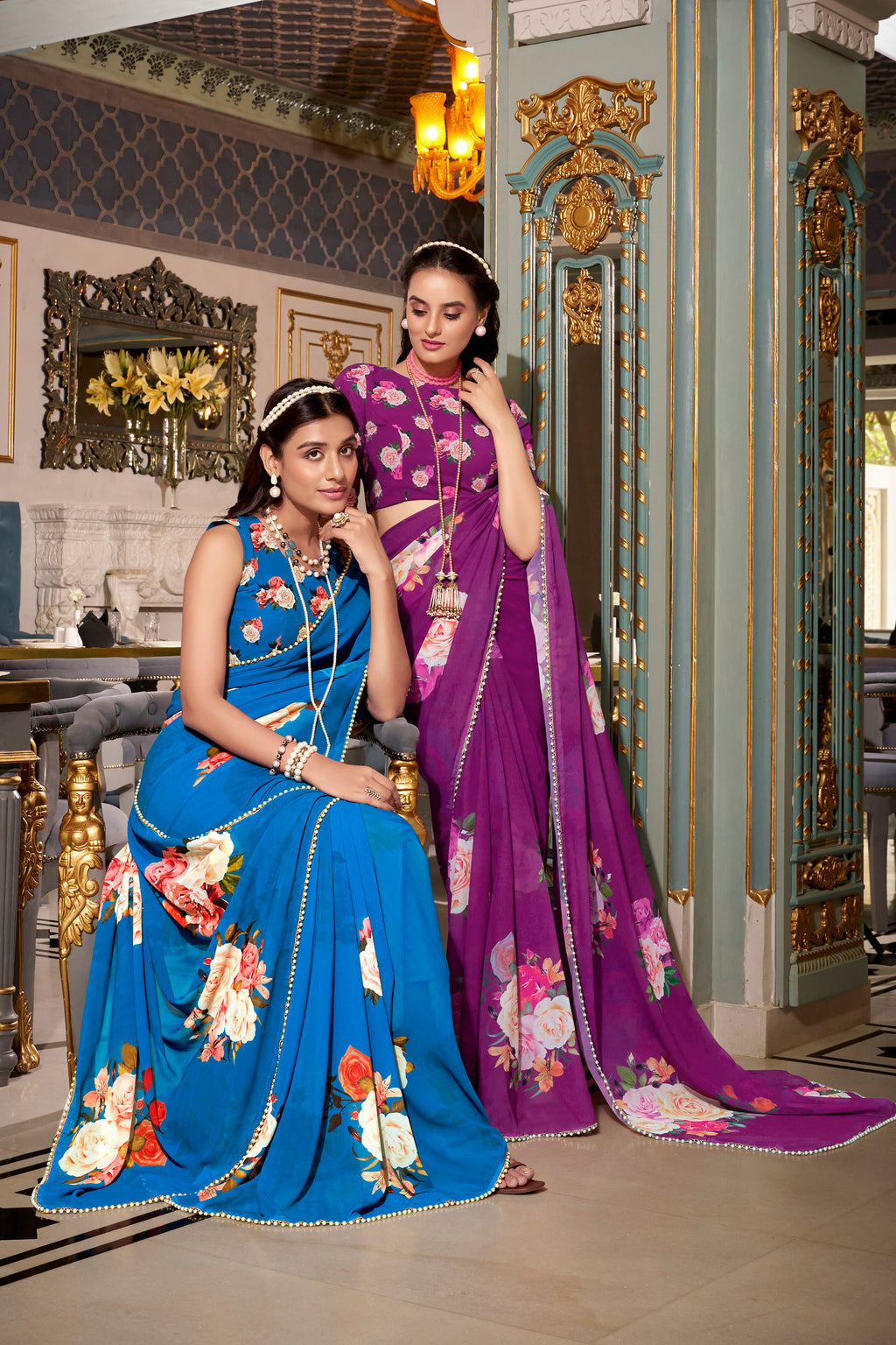 Georgette Printed Saree For Women