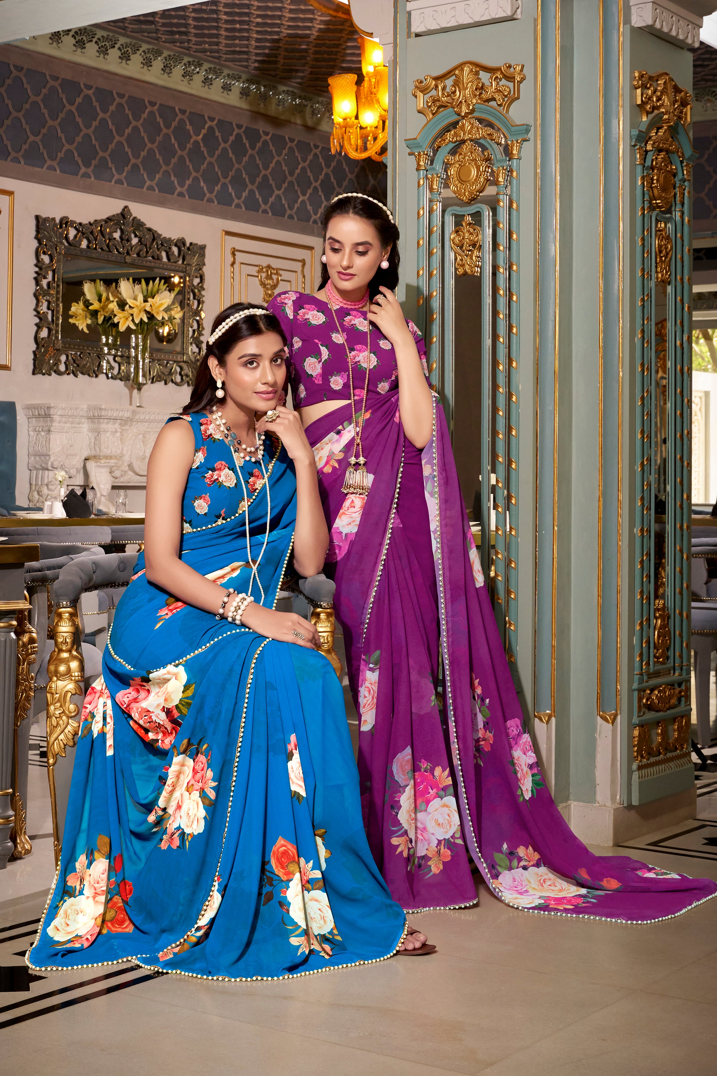 Georgette Printed Saree For Women