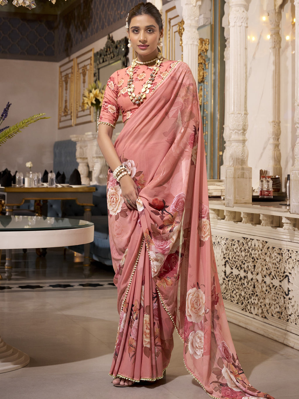 Georgette Printed Saree For Women