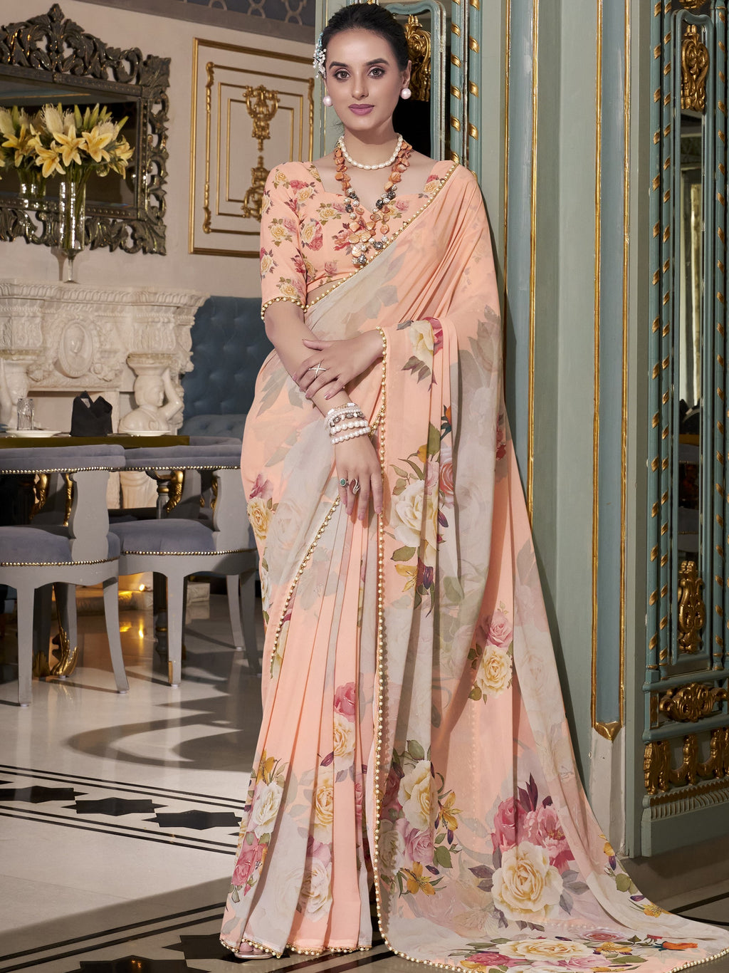 Georgette Printed Saree For Women