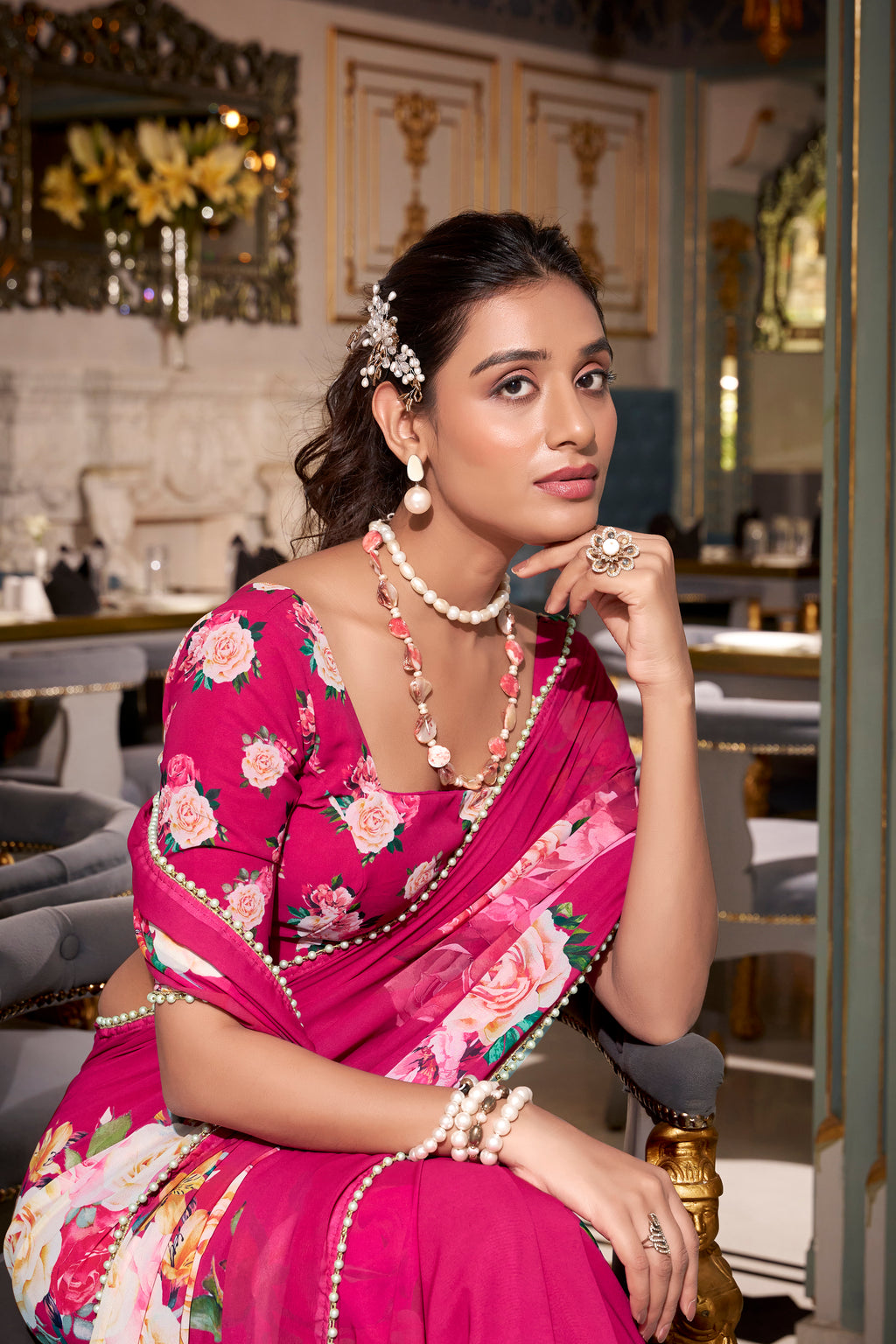 Georgette Printed Saree For Women