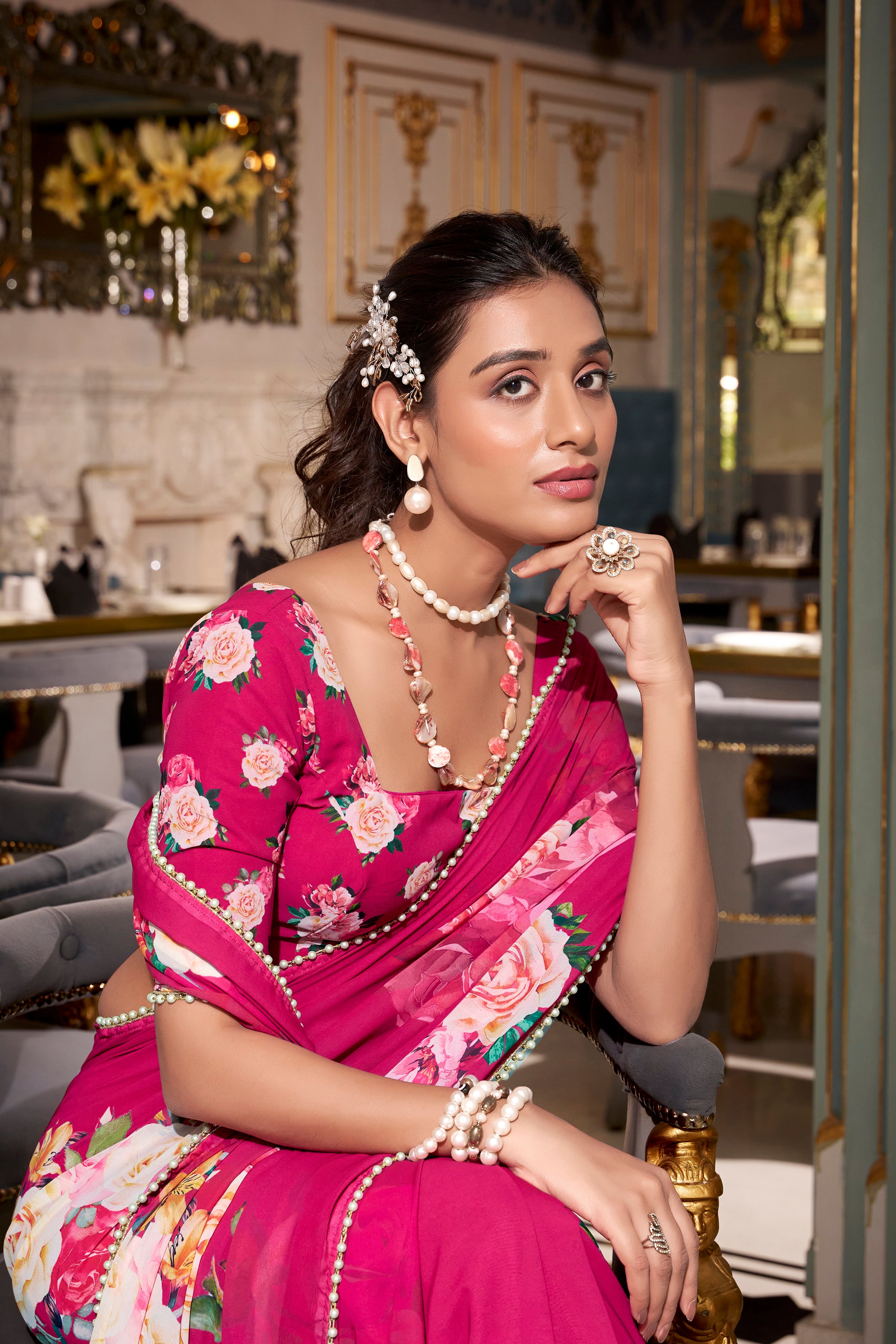 Georgette Printed Saree For Women