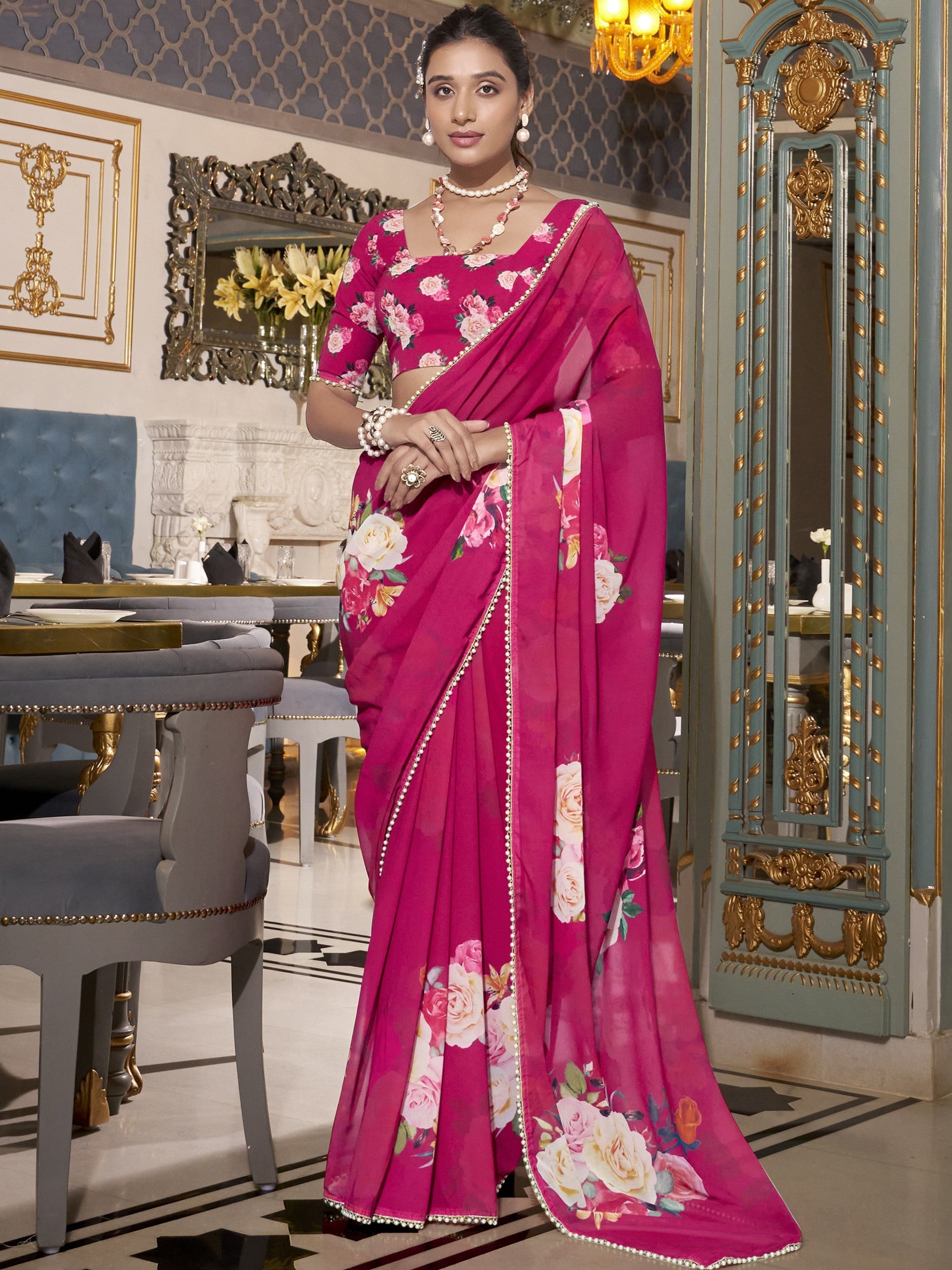 Georgette Printed Saree For Women