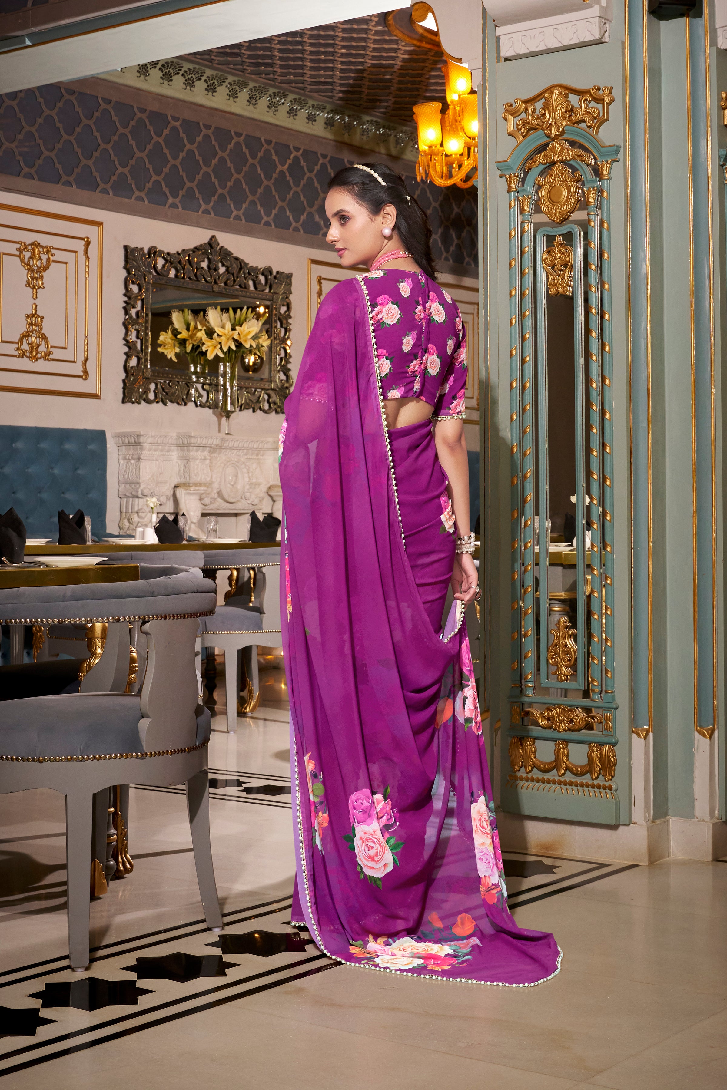 Georgette Printed Saree For Women