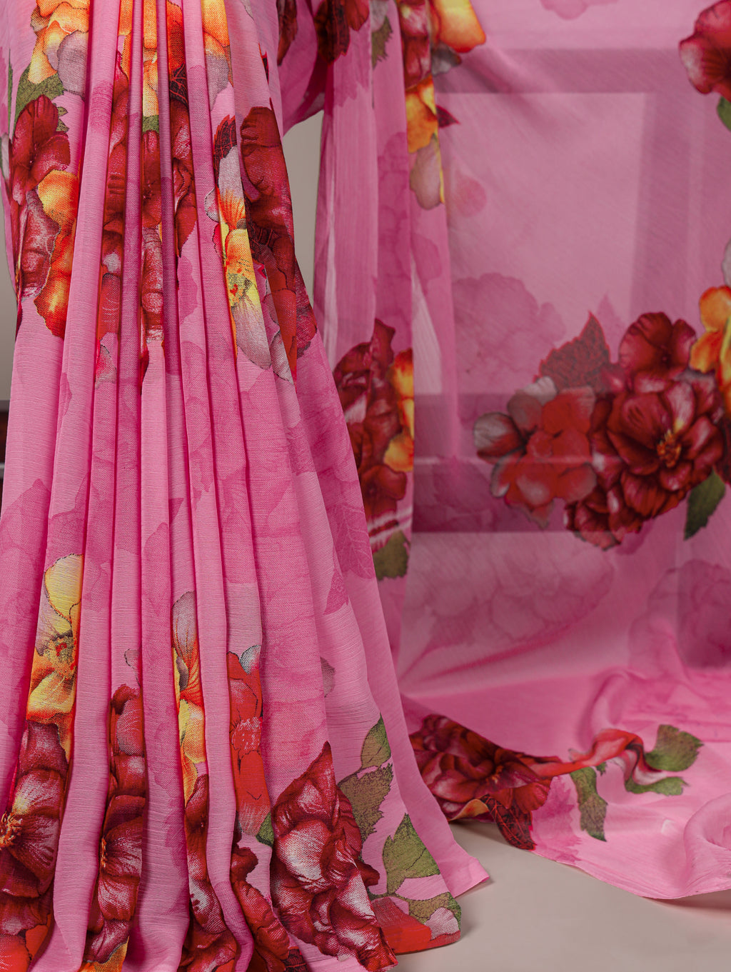 Chiffon Floral Printed Saree For Women