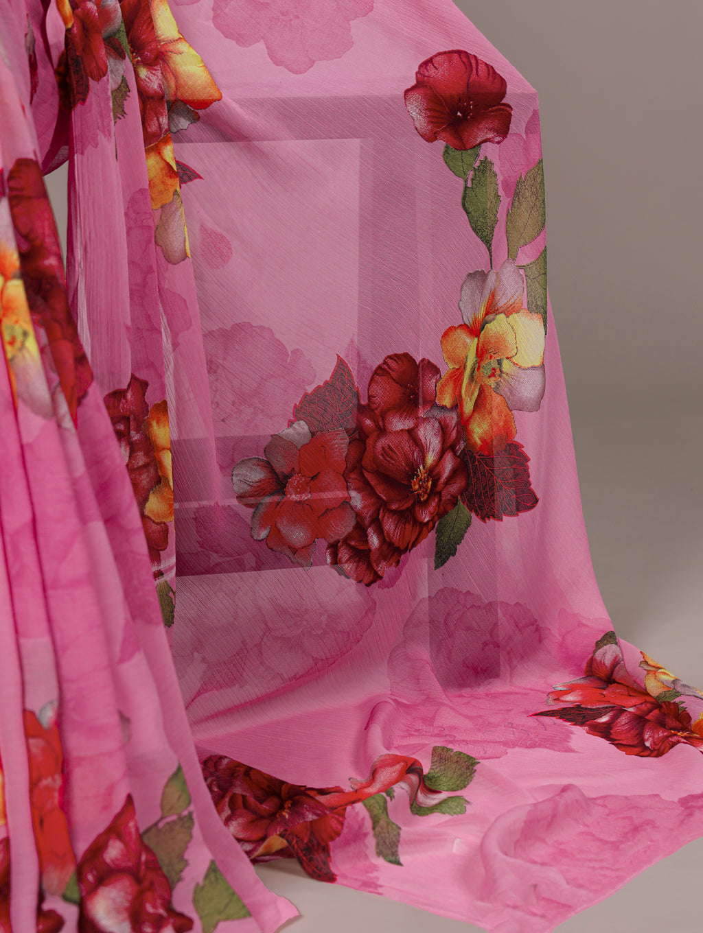 Chiffon Floral Printed Saree For Women