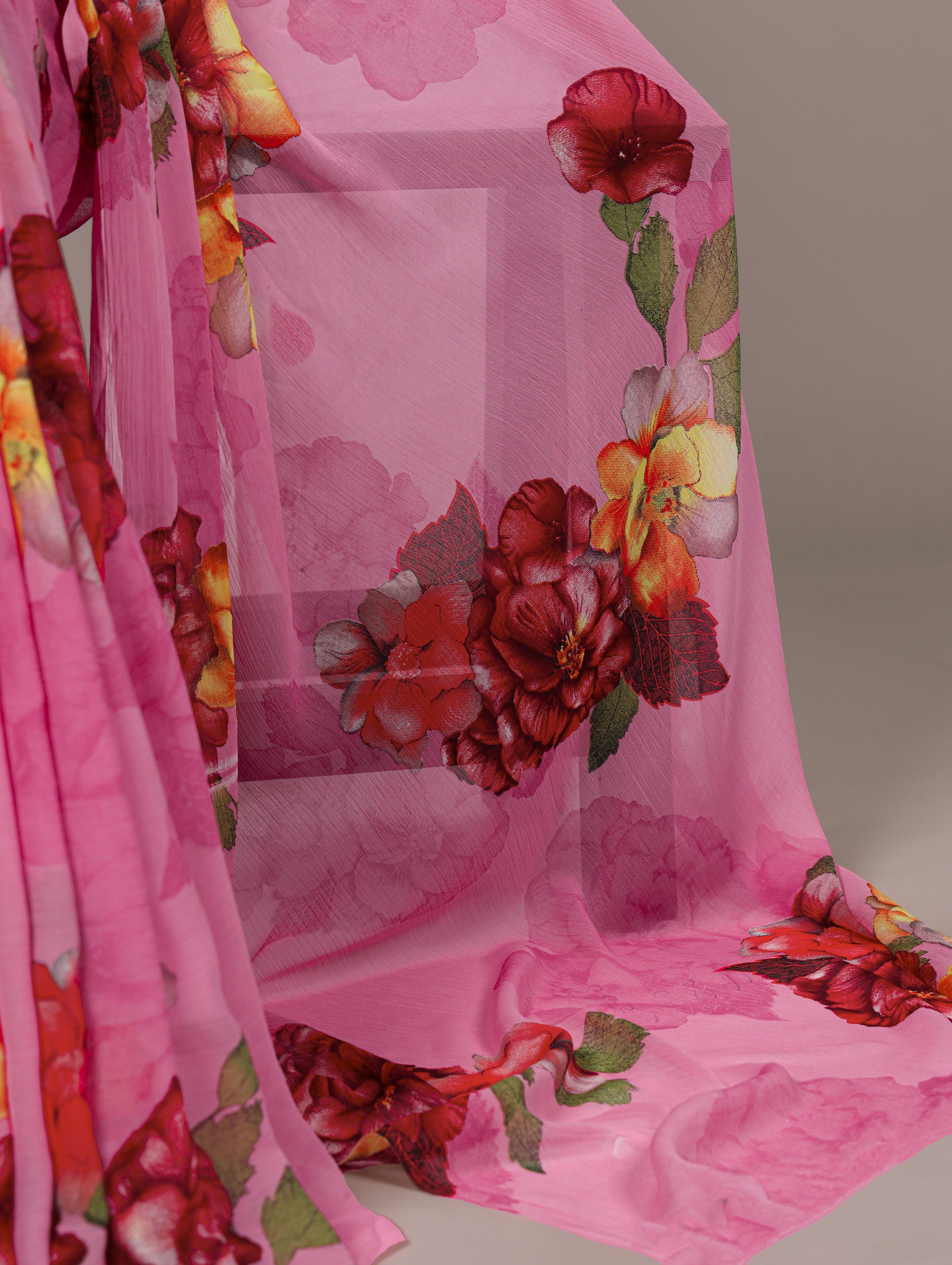 Chiffon Floral Printed Saree For Women