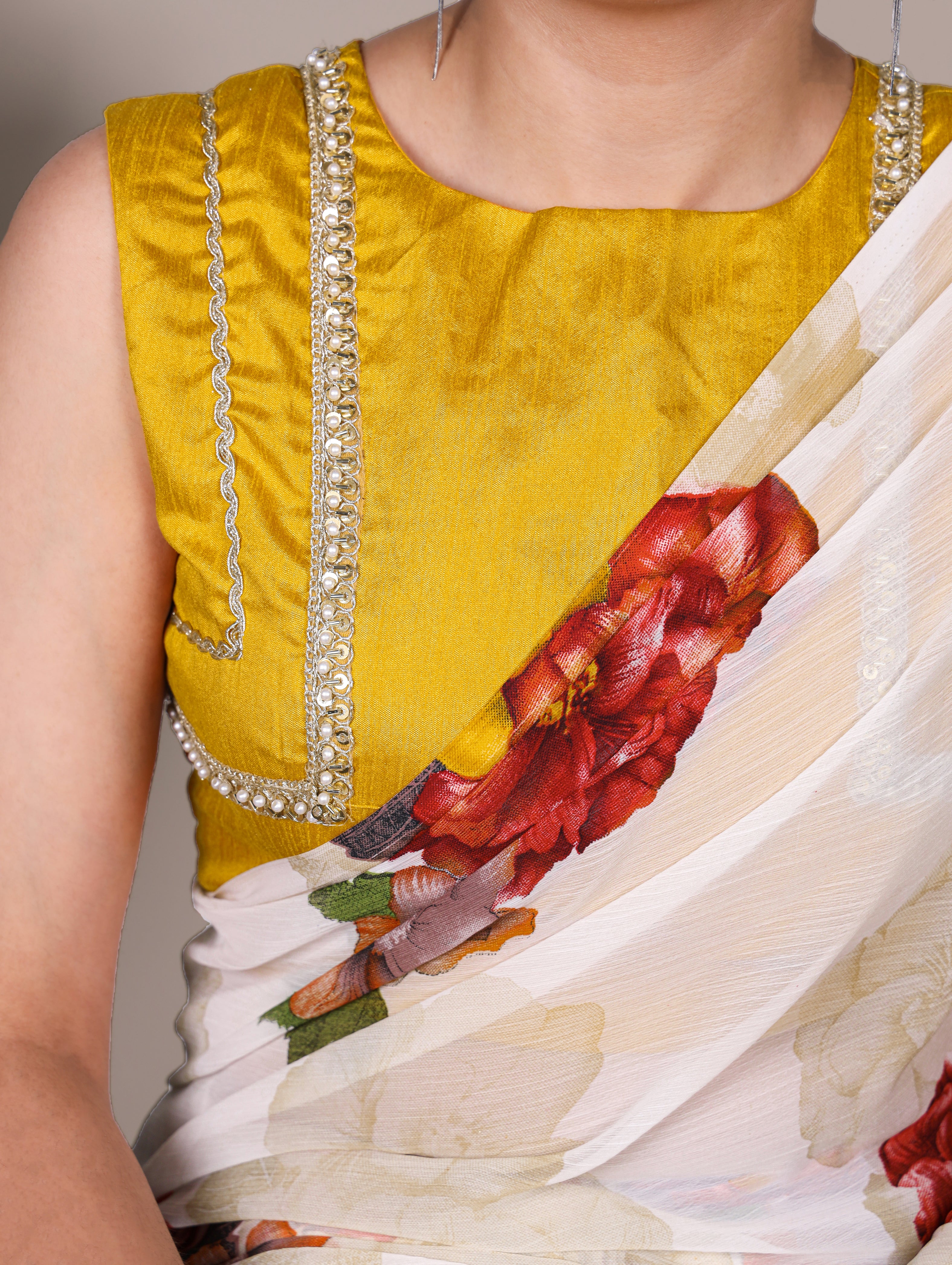 Chiffon Floral Printed Saree For Women