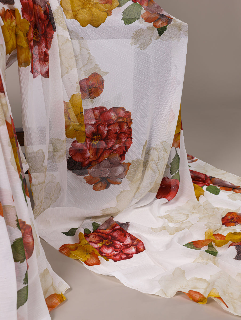 Chiffon Floral Printed Saree For Women