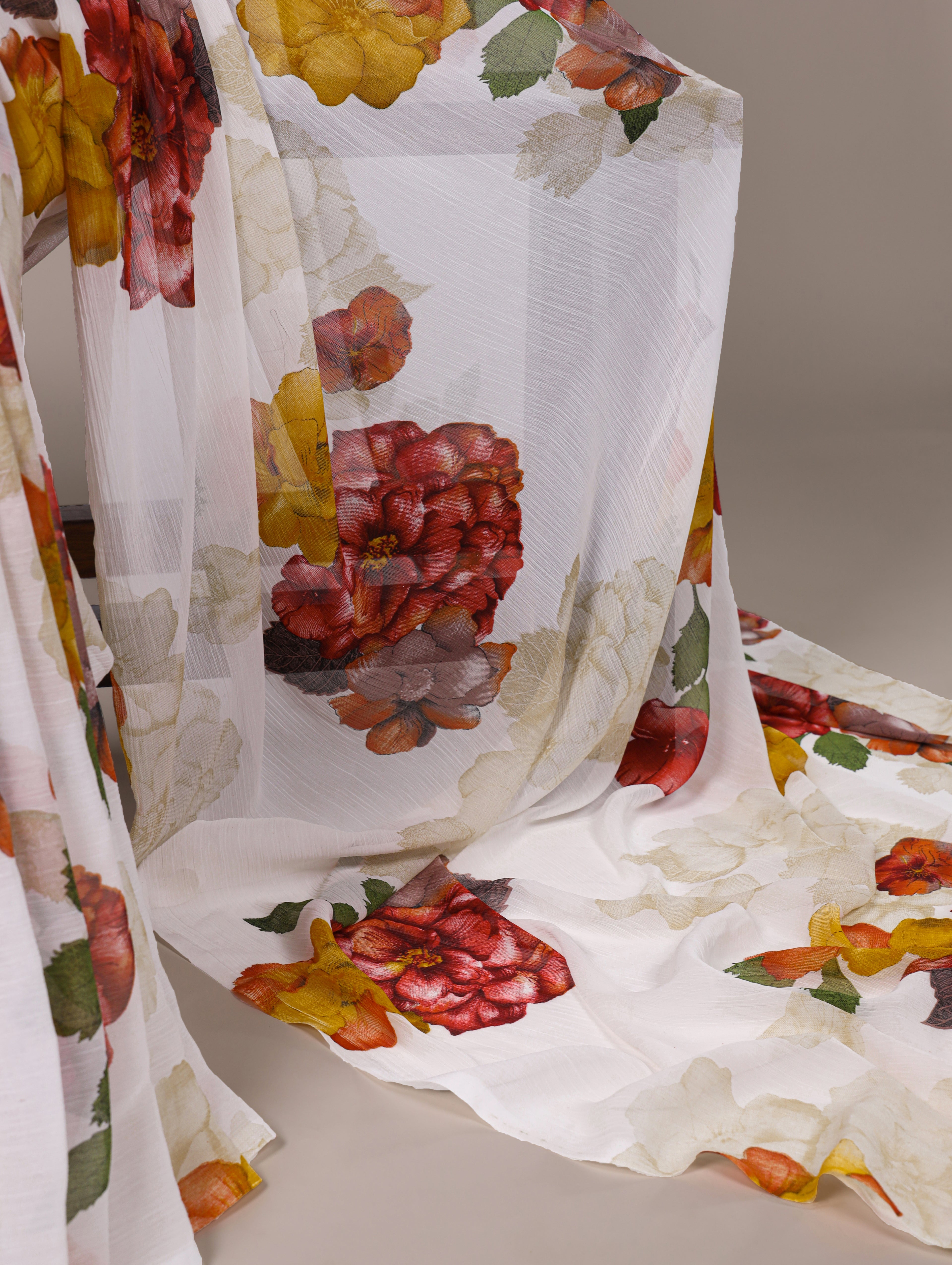 Chiffon Floral Printed Saree For Women