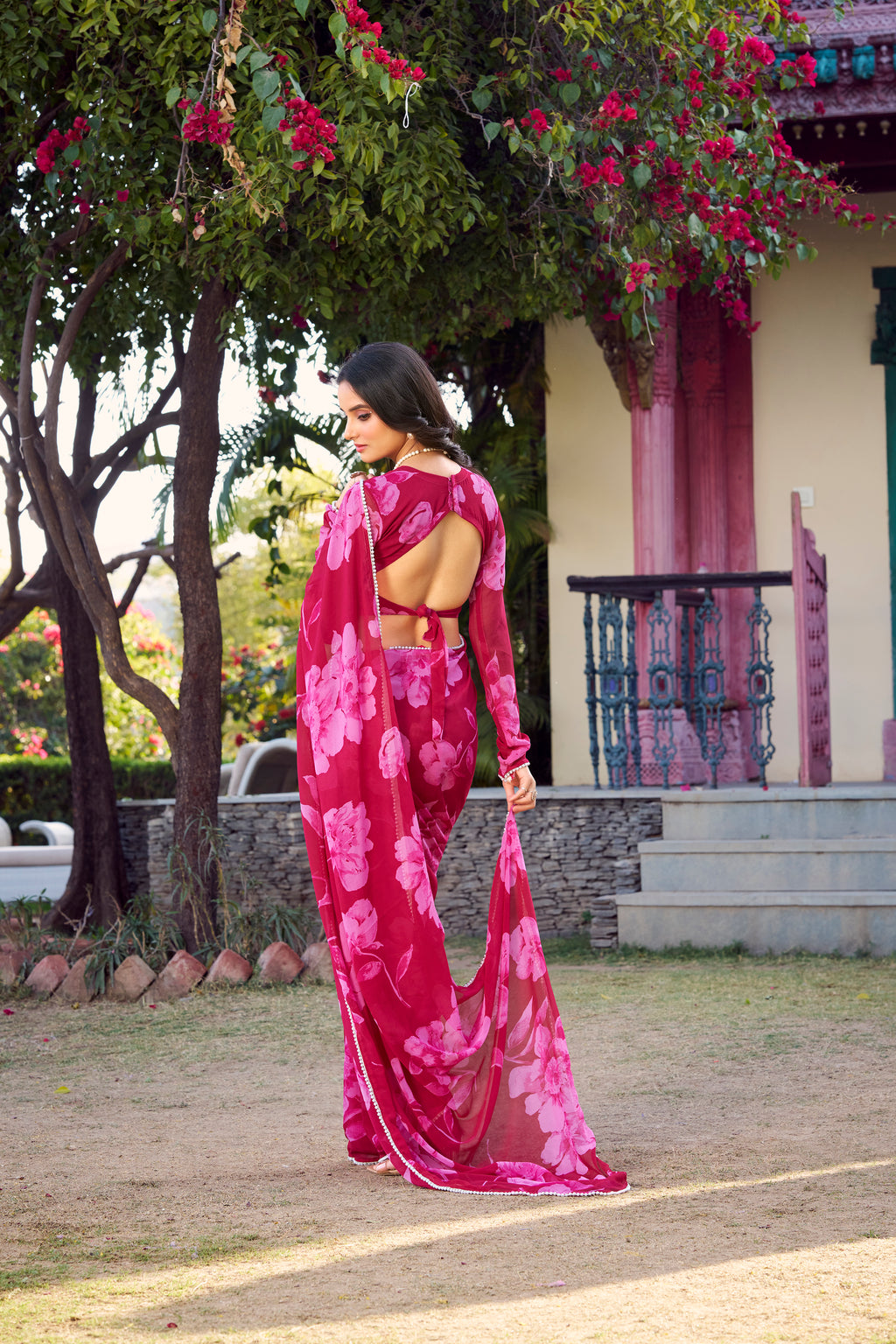 Chiffon Floral Printed Saree For Women