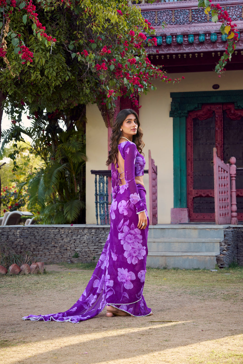 Chiffon Floral Printed Saree For Women