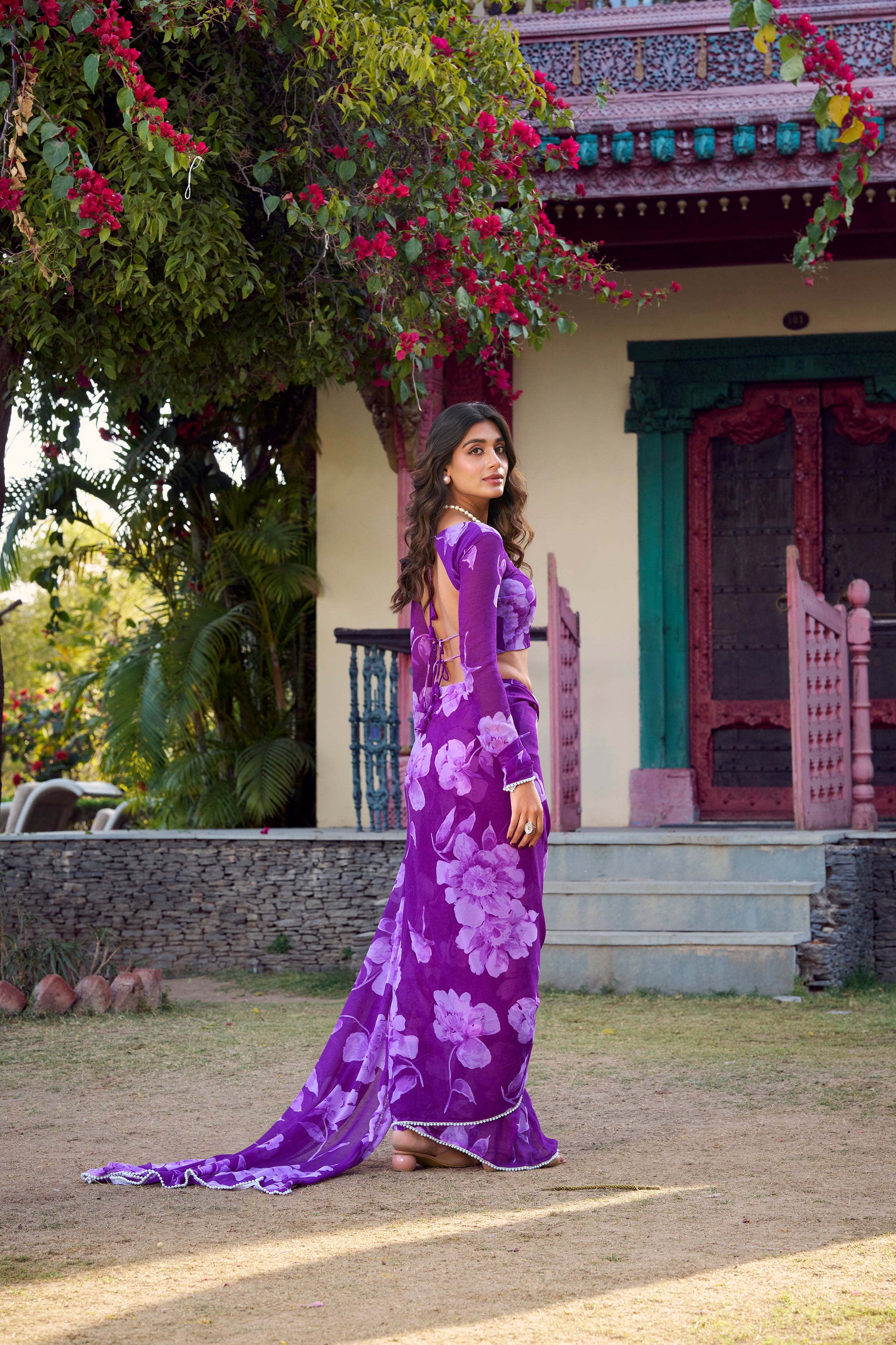 Chiffon Floral Printed Saree For Women