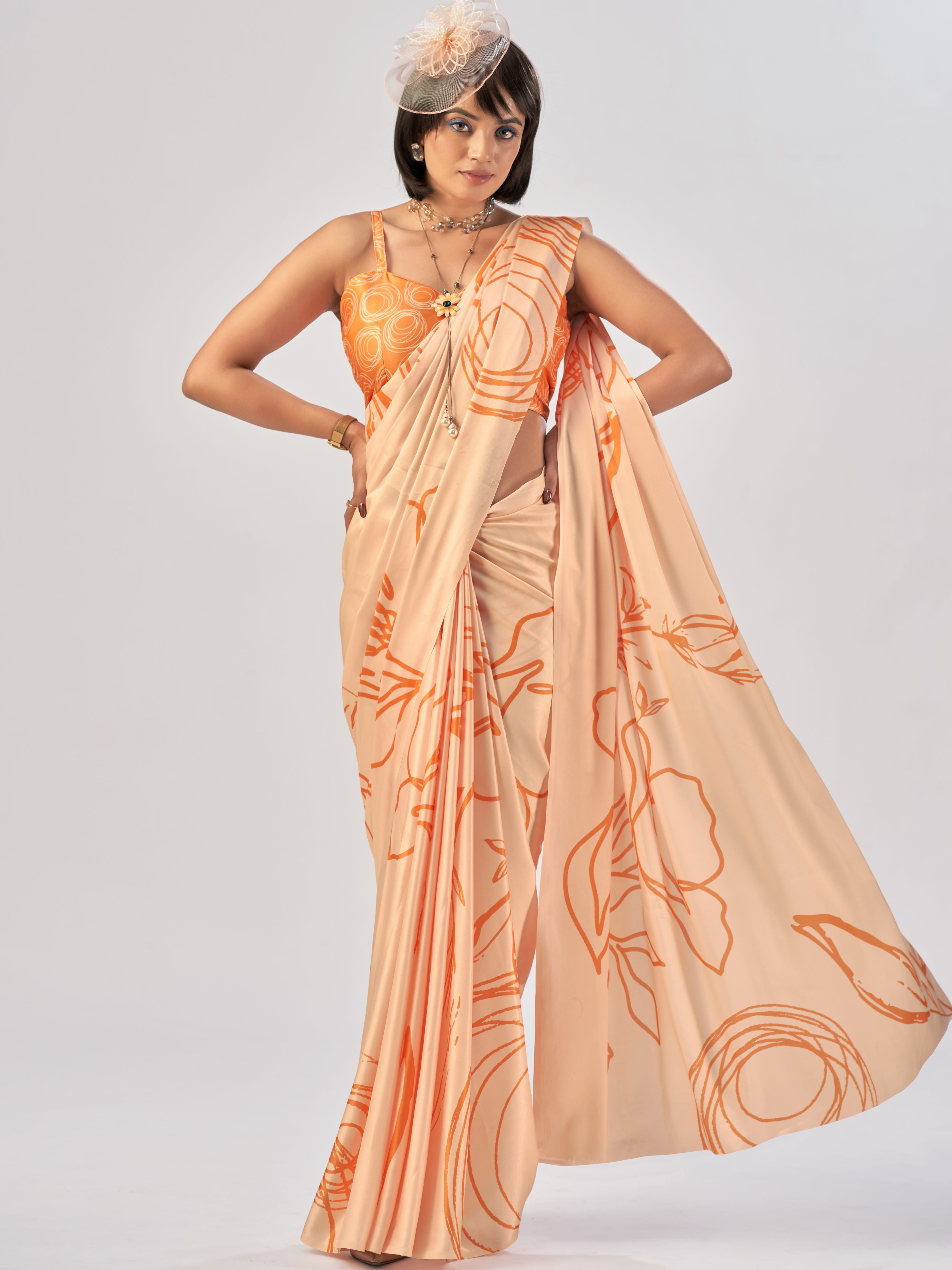 Satin Silk Printed Saree