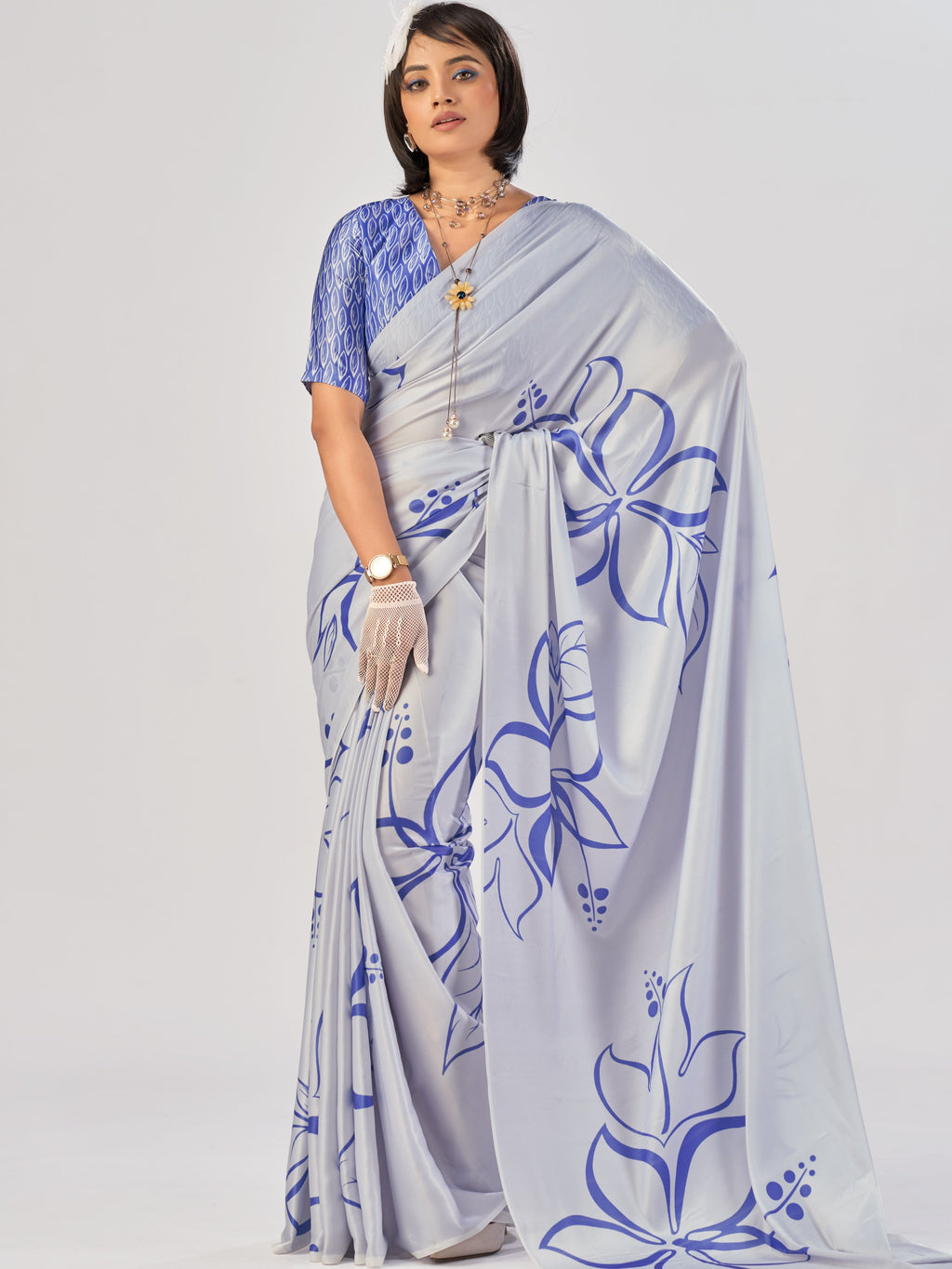 Satin Silk Printed Saree