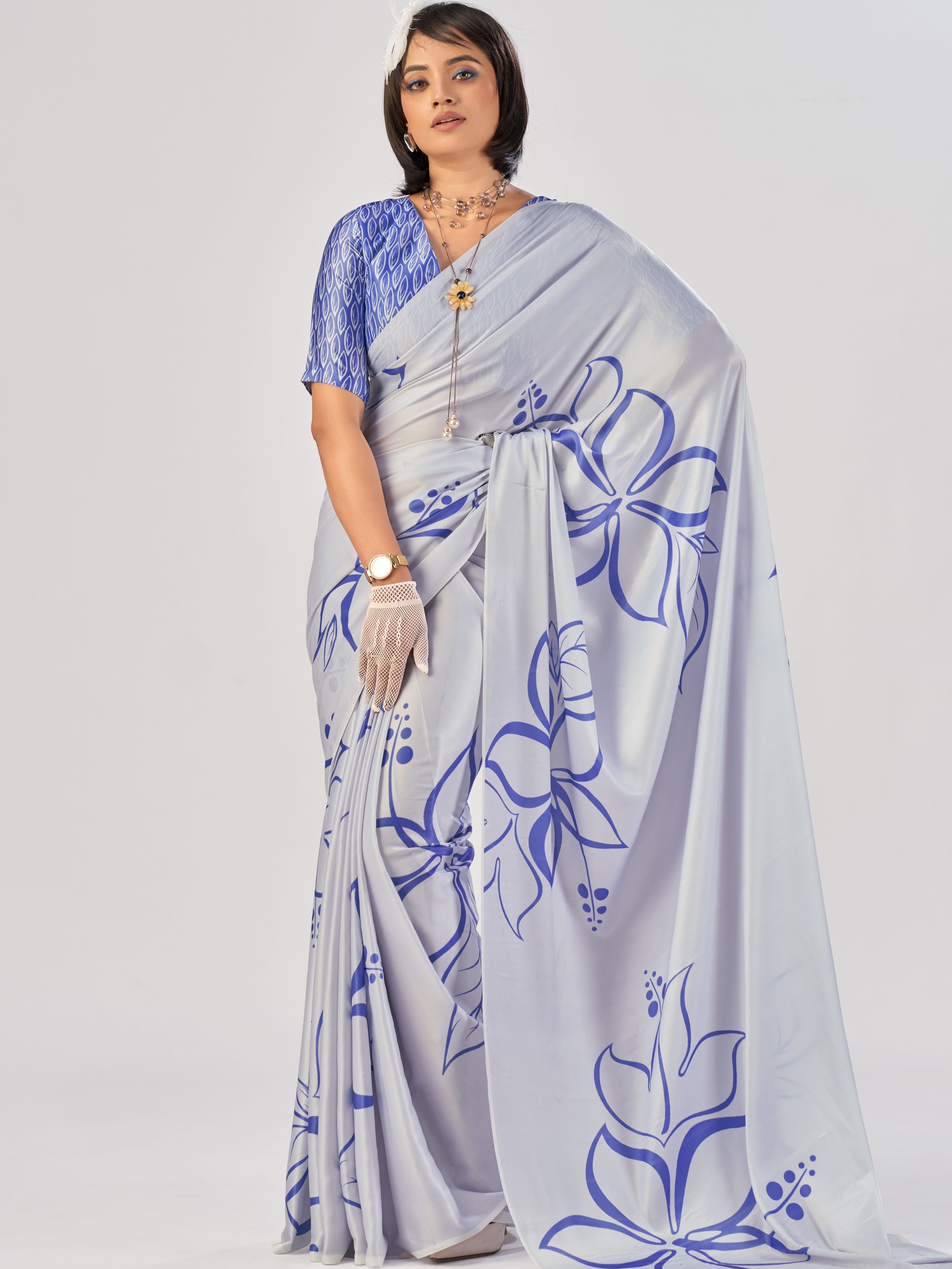 Satin Silk Printed Saree