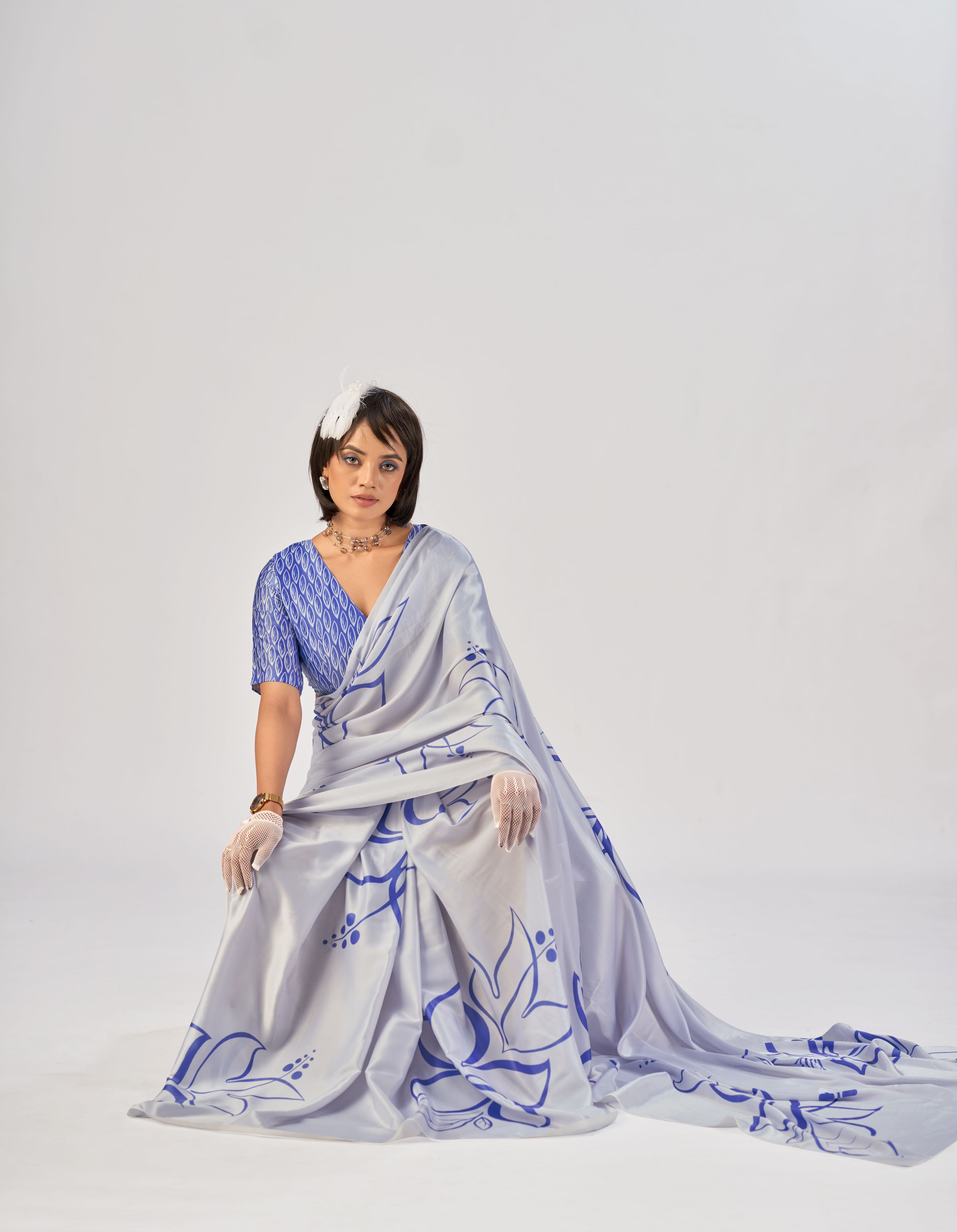 Satin Silk Printed Saree
