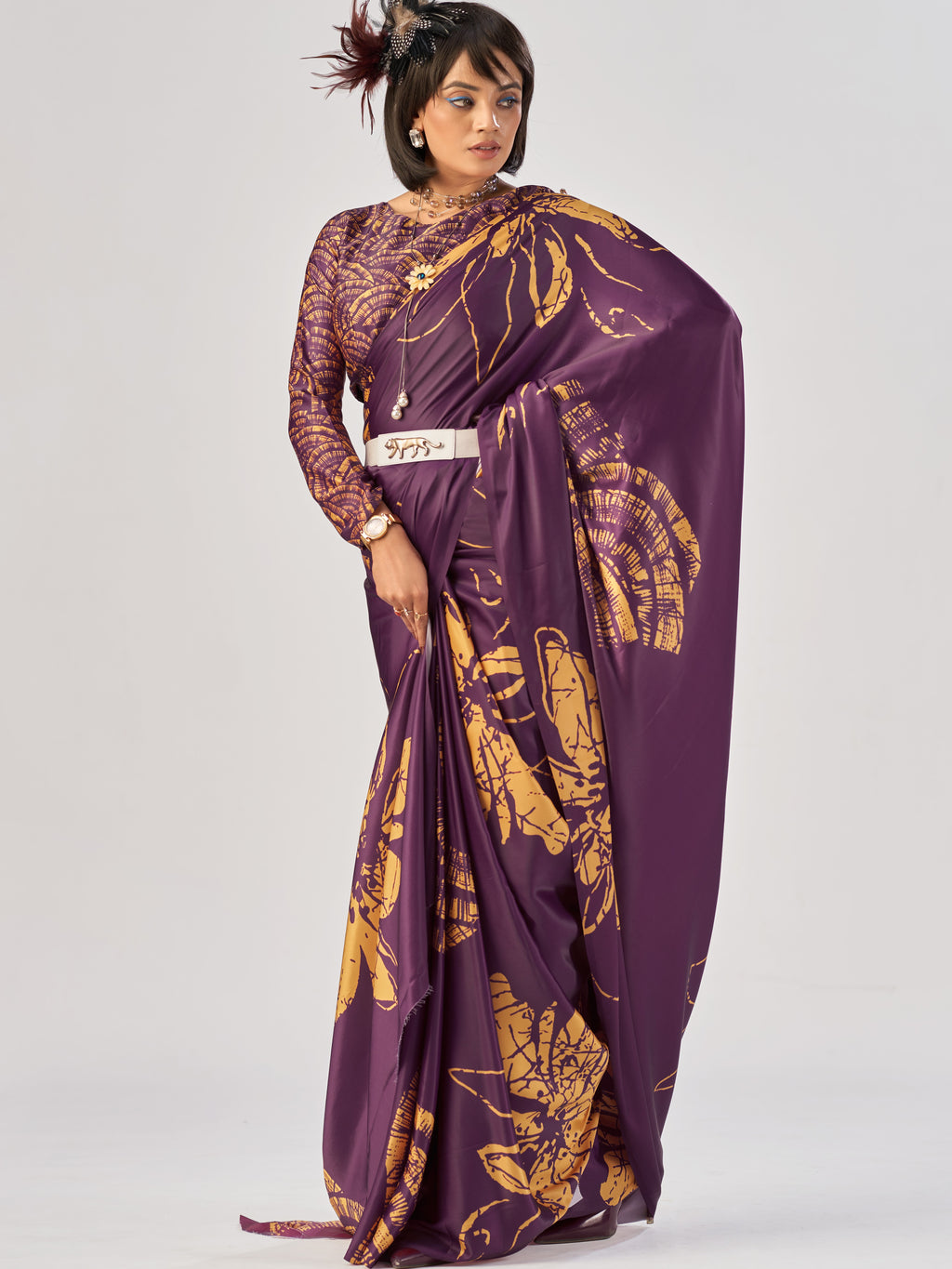 Satin Silk Printed Saree