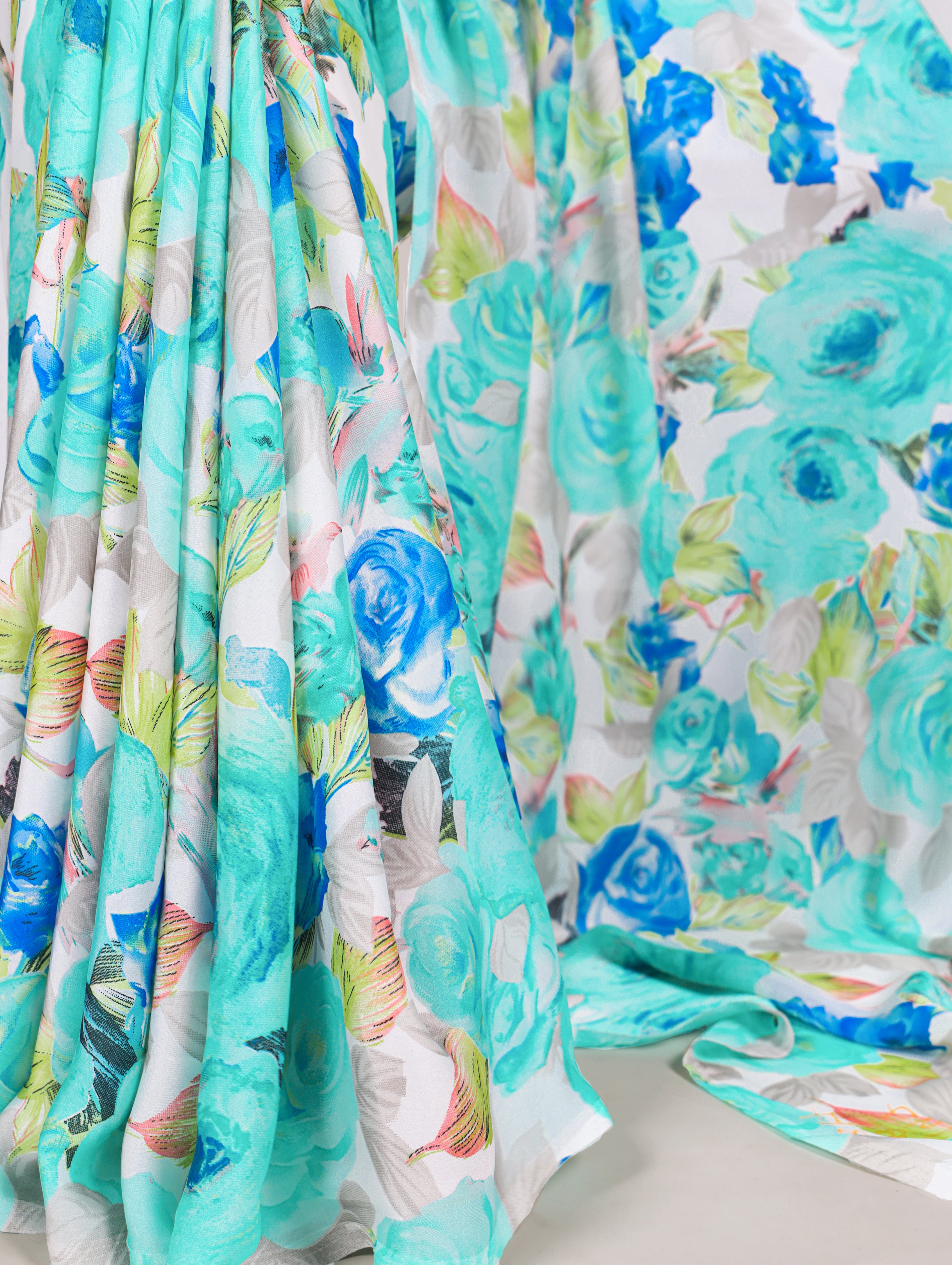 Dull Satin Floral Printed Saree