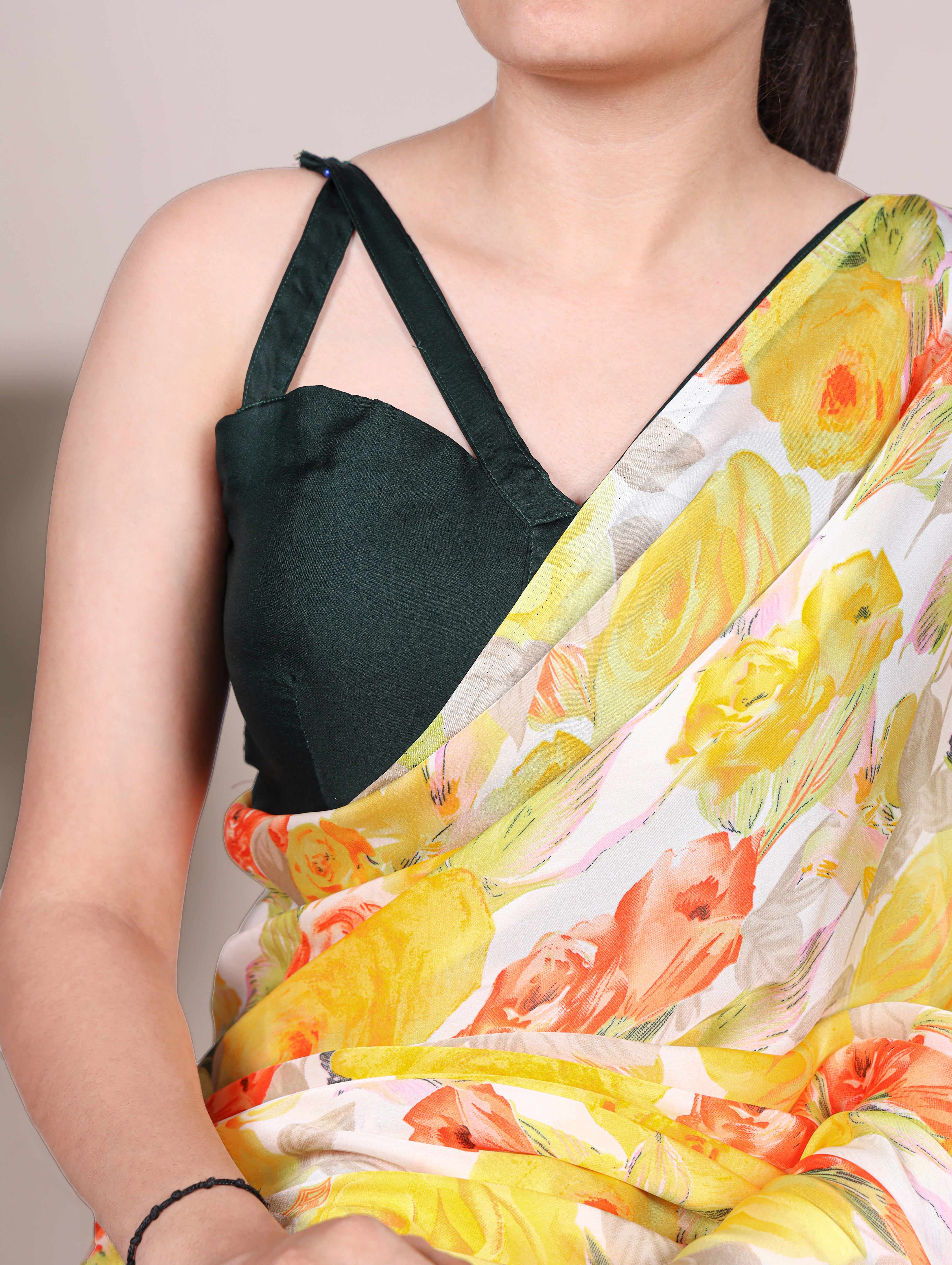 Dull Satin Floral Printed Saree