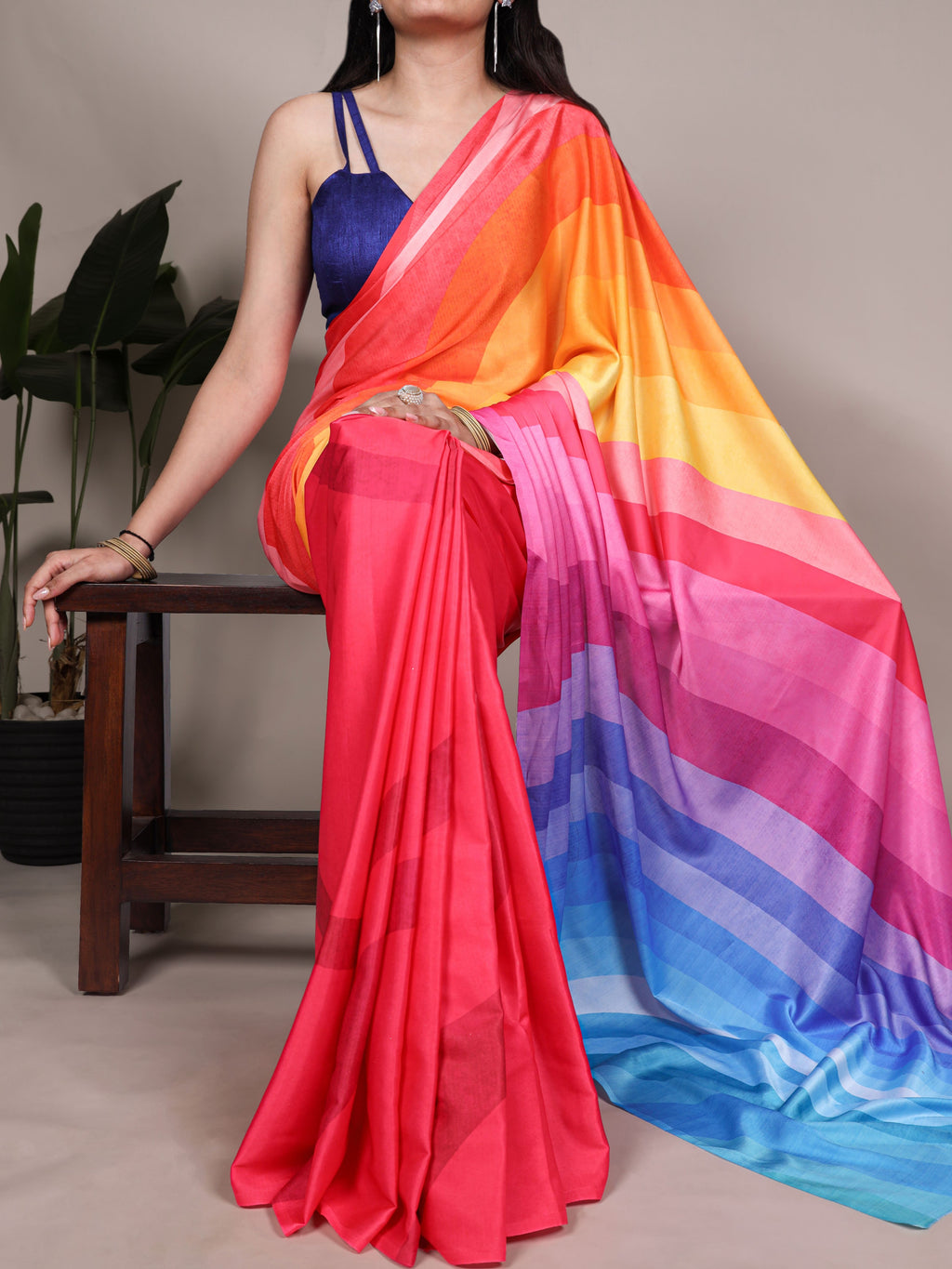 Satin Silk Printed Saree For Women