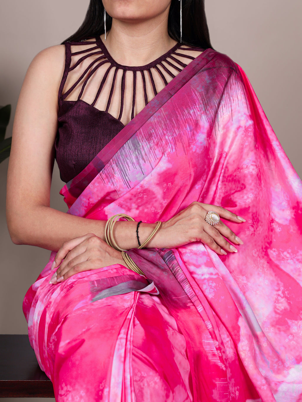 Satin Silk Printed Saree For Women