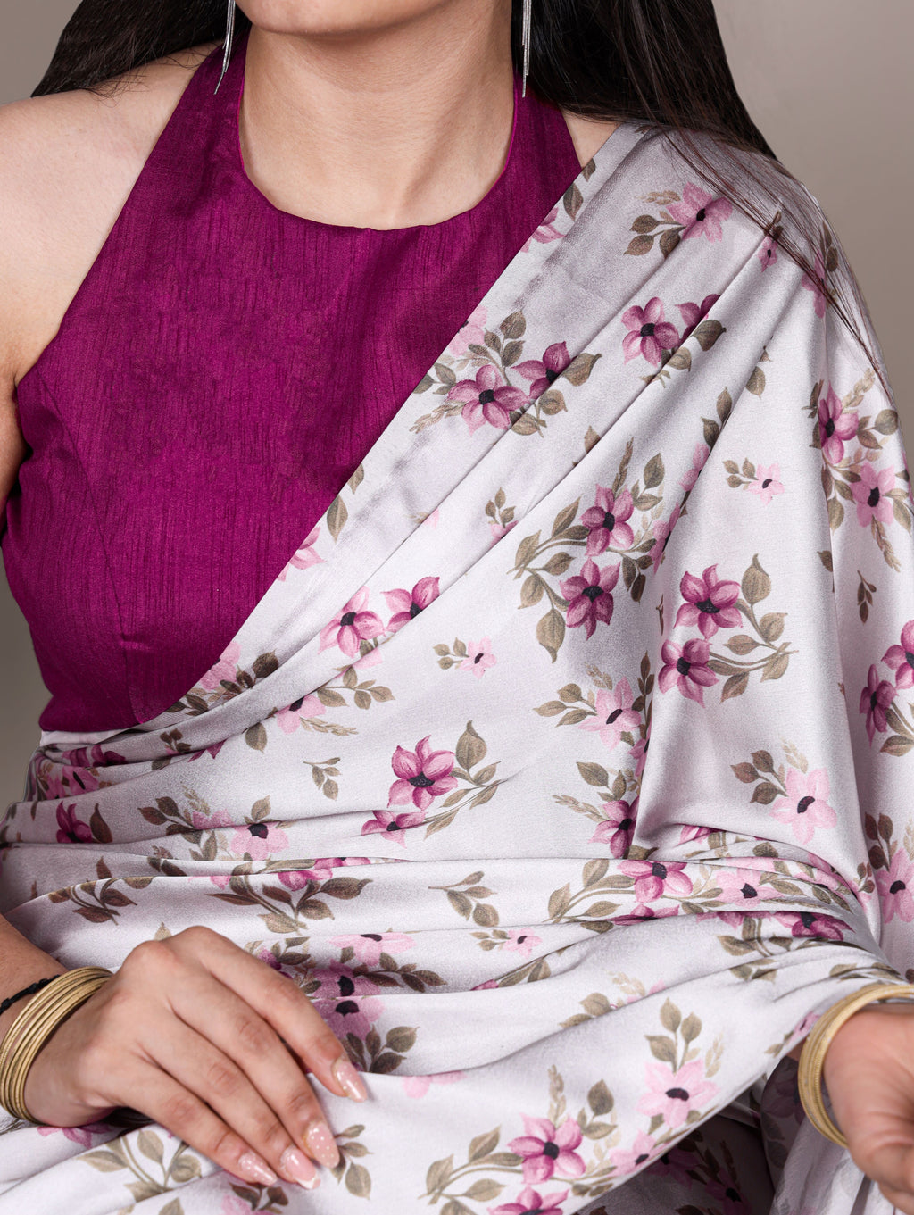 Satin Silk Printed Saree For Women