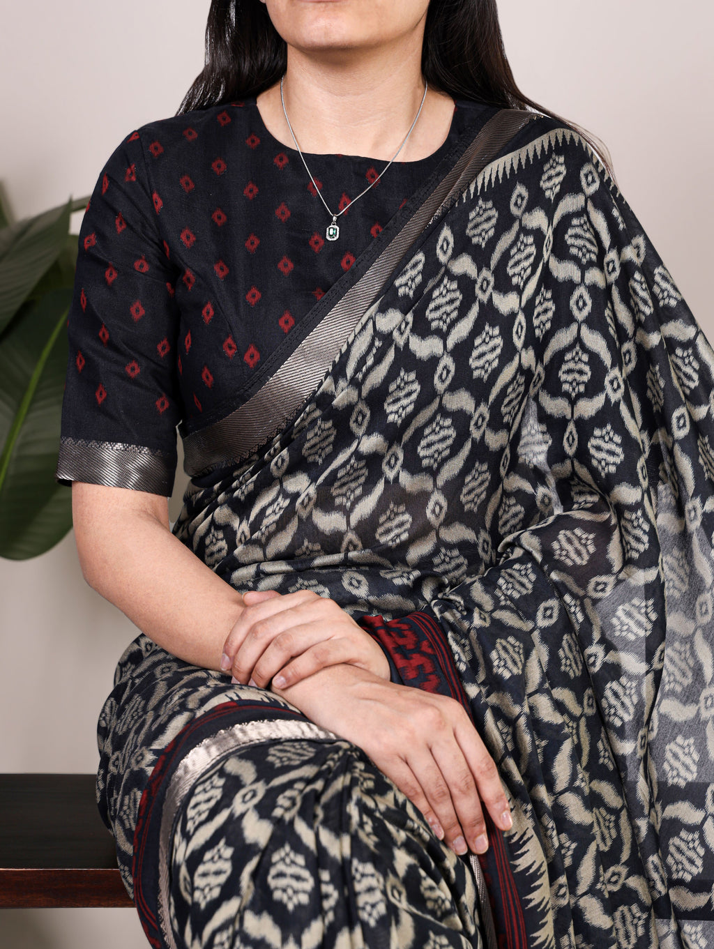 Viscose Chanderi Ikkat Printed Saree