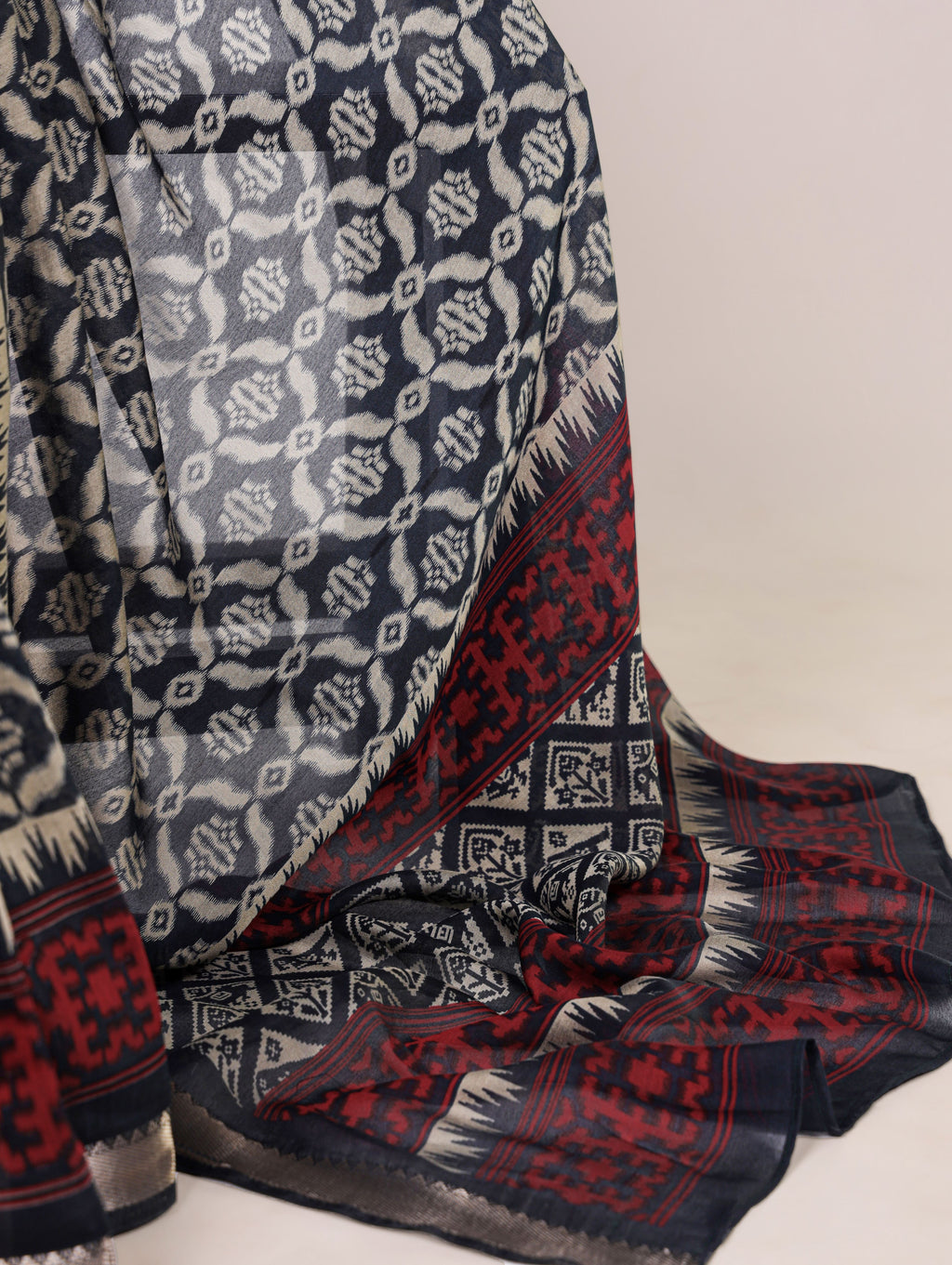 Viscose Chanderi Ikkat Printed Saree