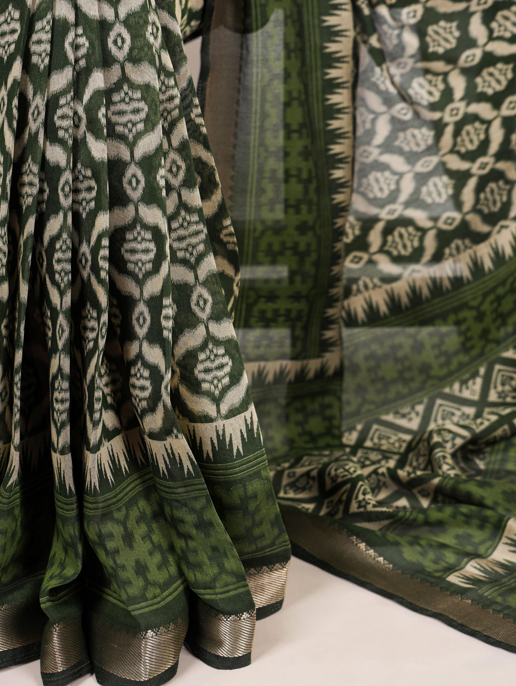 Viscose Chanderi Ikkat Printed Saree