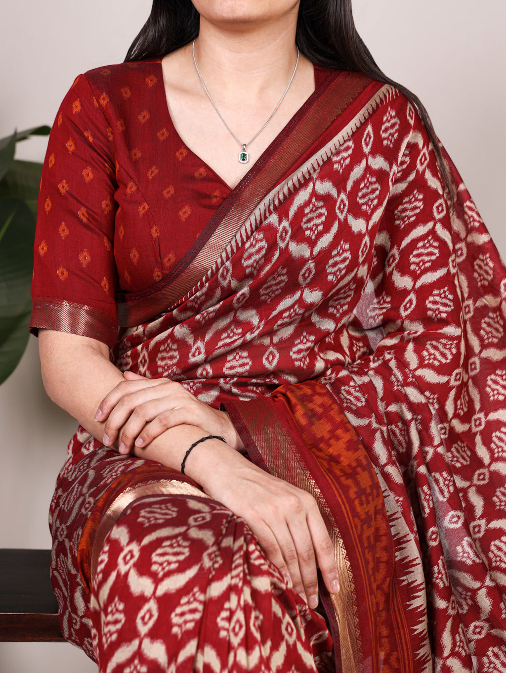 Viscose Chanderi Ikkat Printed Saree
