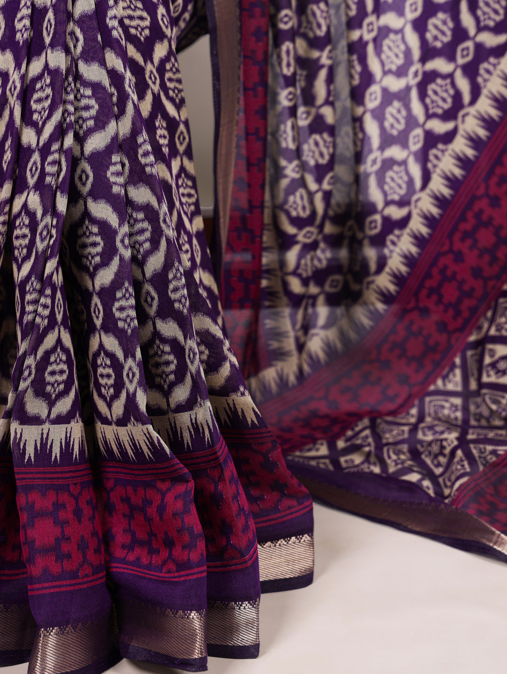 Viscose Chanderi Ikkat Printed Saree