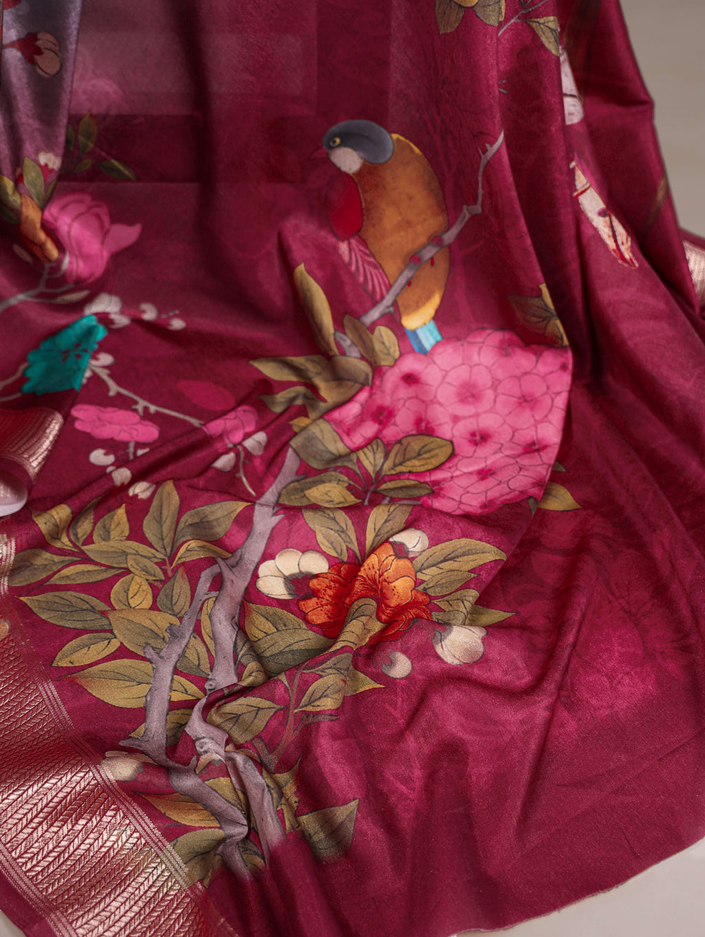 Tussar Silk Floral Printed Saree