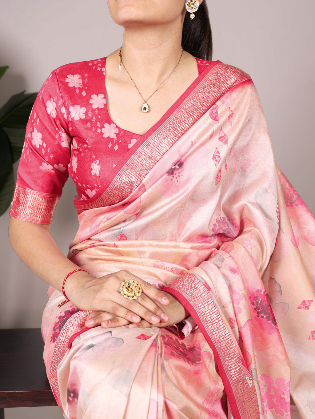 Tussar Silk Floral Printed Saree
