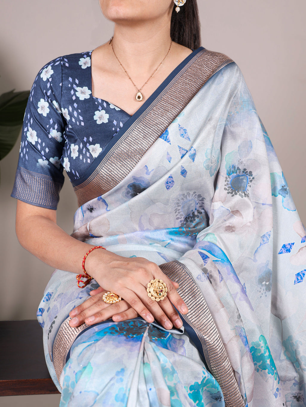 Tussar Silk Floral Printed Saree