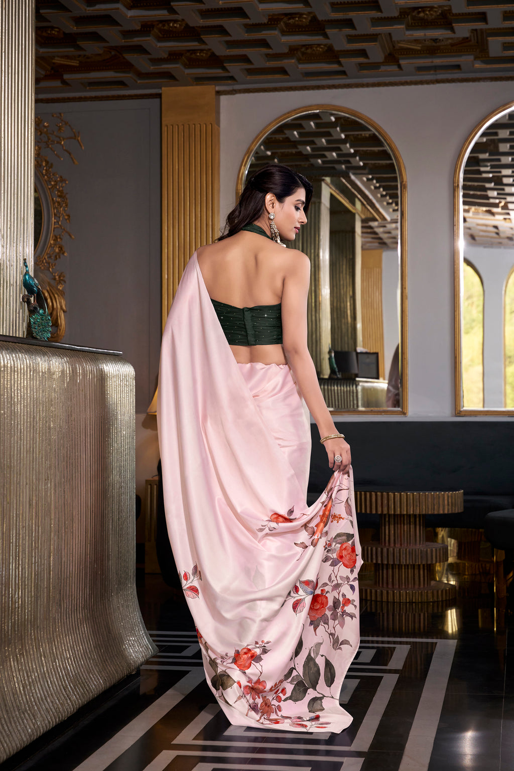 Satin Silk Printed Saree For Women