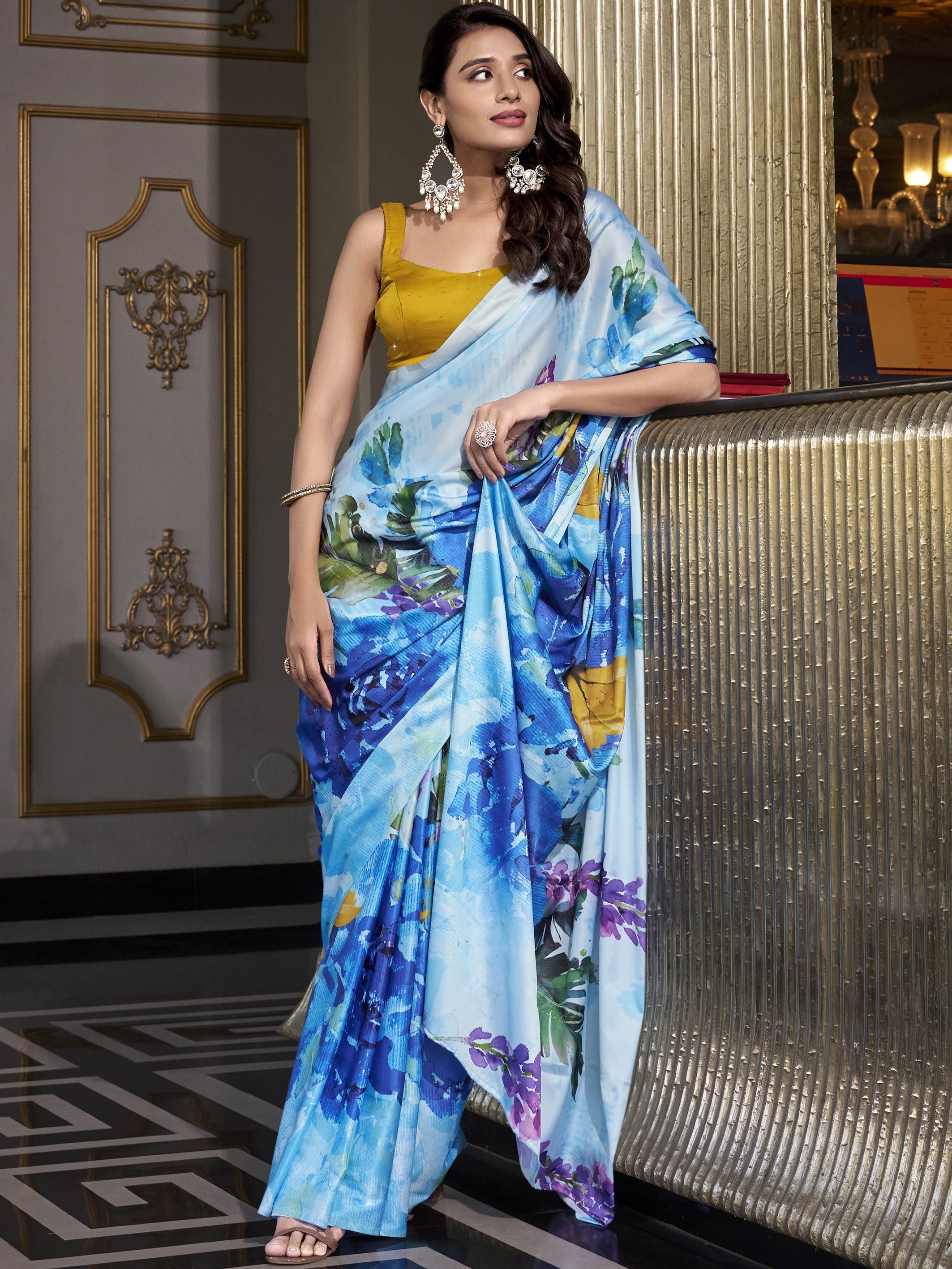 Satin Silk Printed Saree For Women