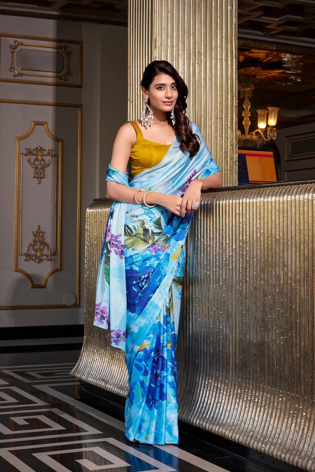 Satin Silk Printed Saree For Women