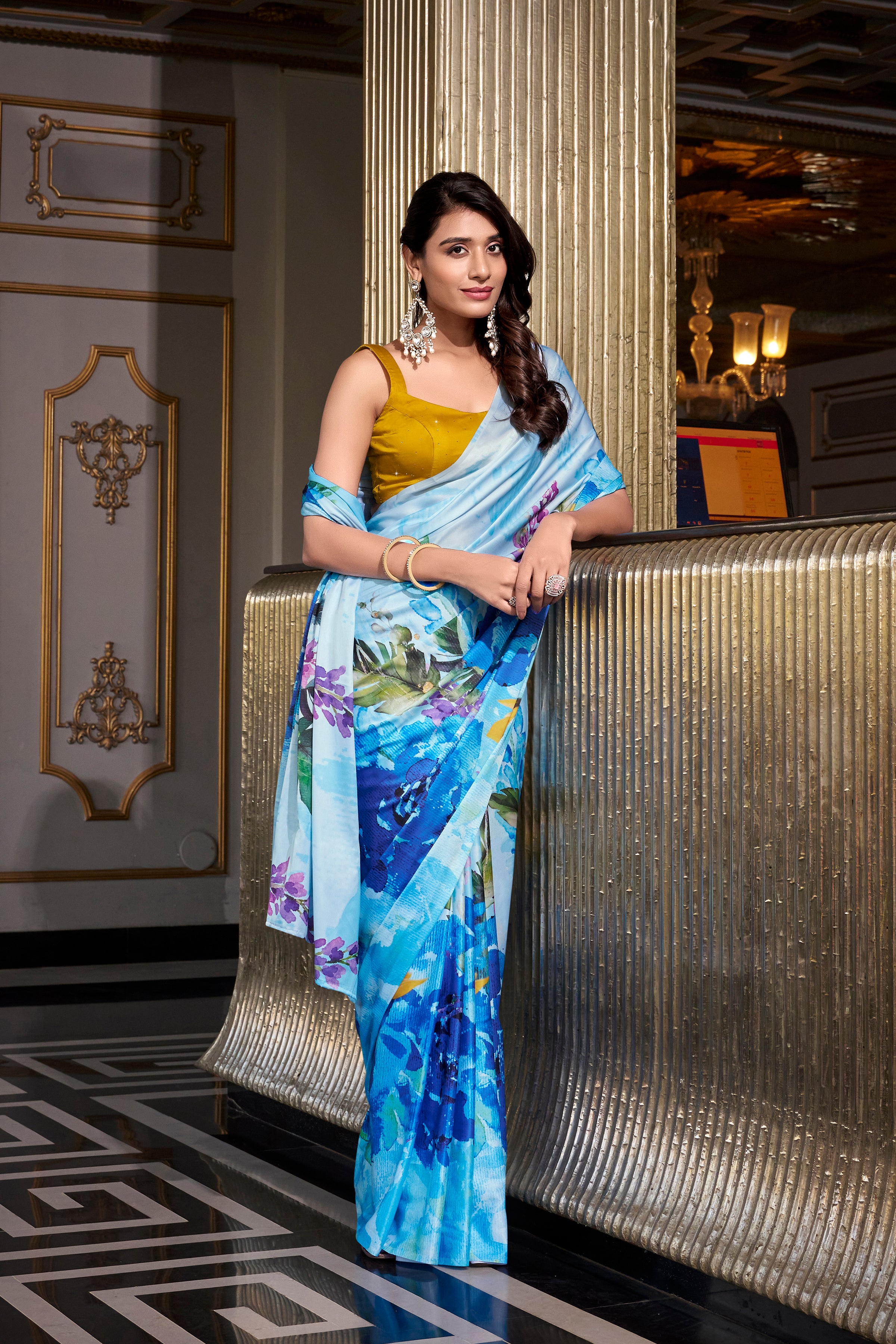Satin Silk Printed Saree For Women