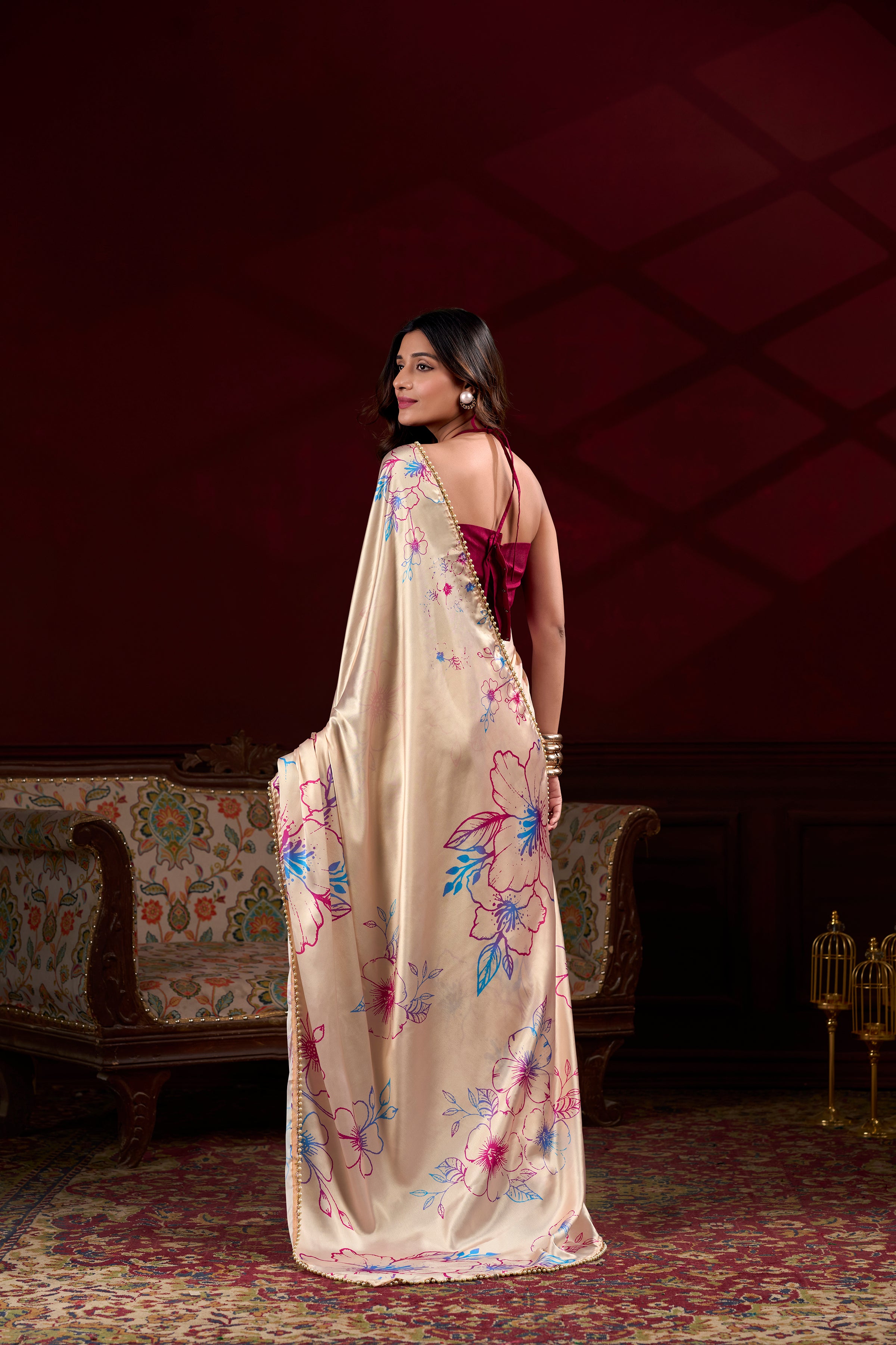 Satin Silk Printed Saree For Women