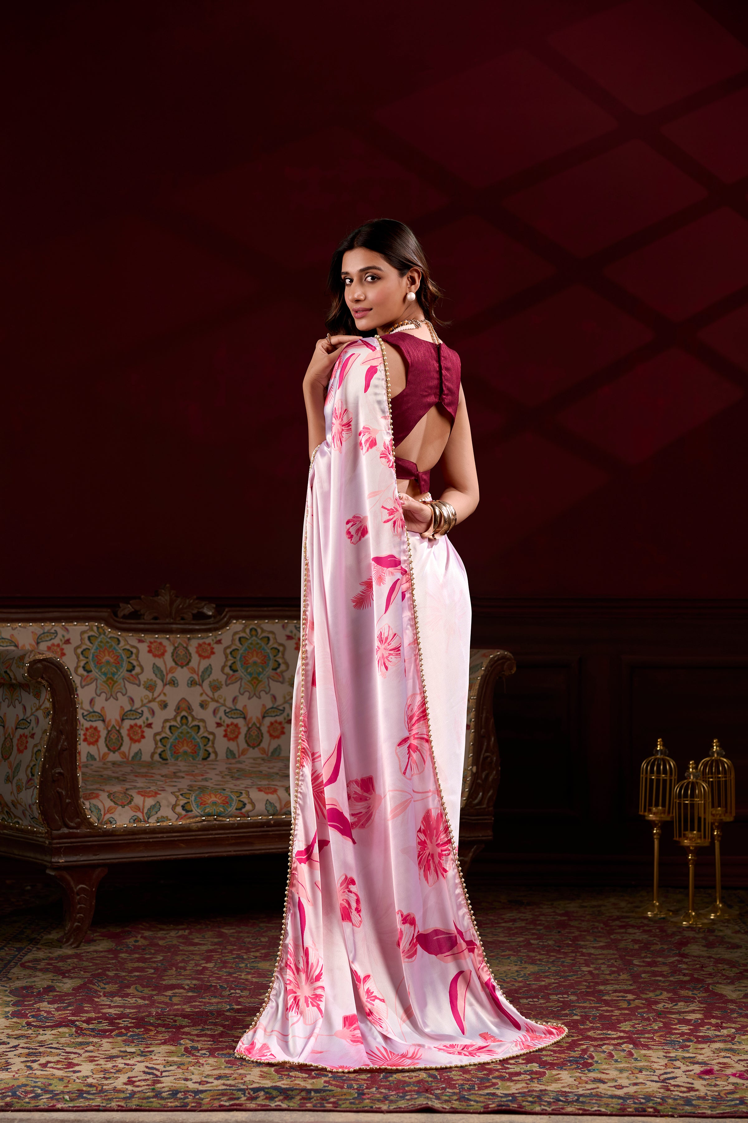 Satin Silk Printed Saree For Women