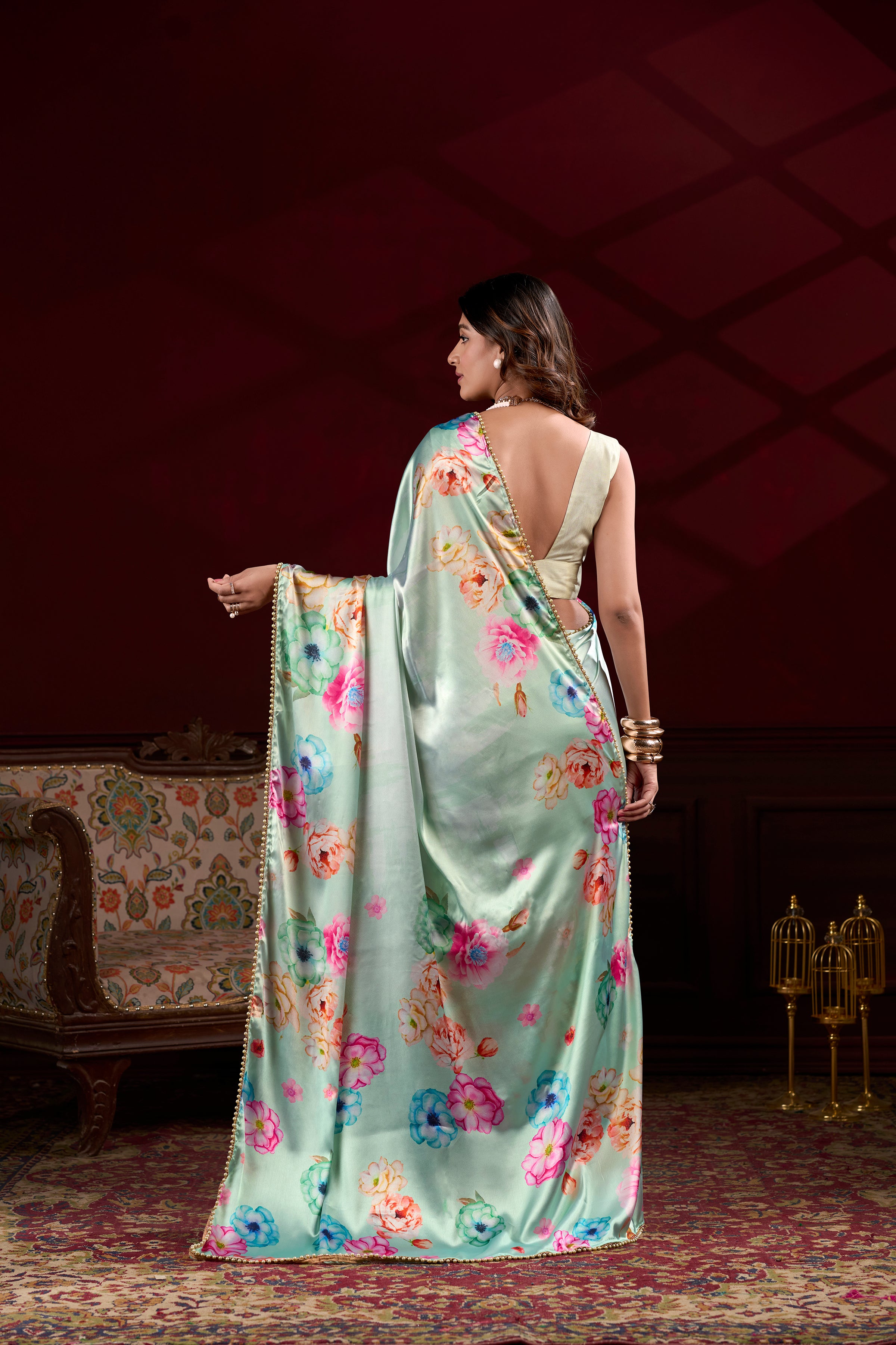 Satin Silk Printed Saree For Women