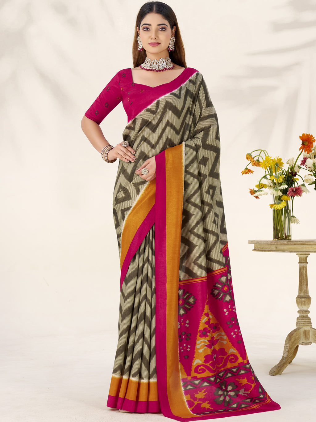 Tussar Silk Printed Saree