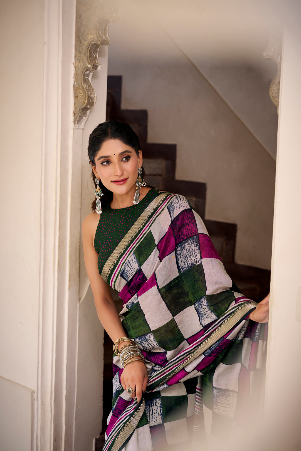 Viscose Chanderi Printed Saree