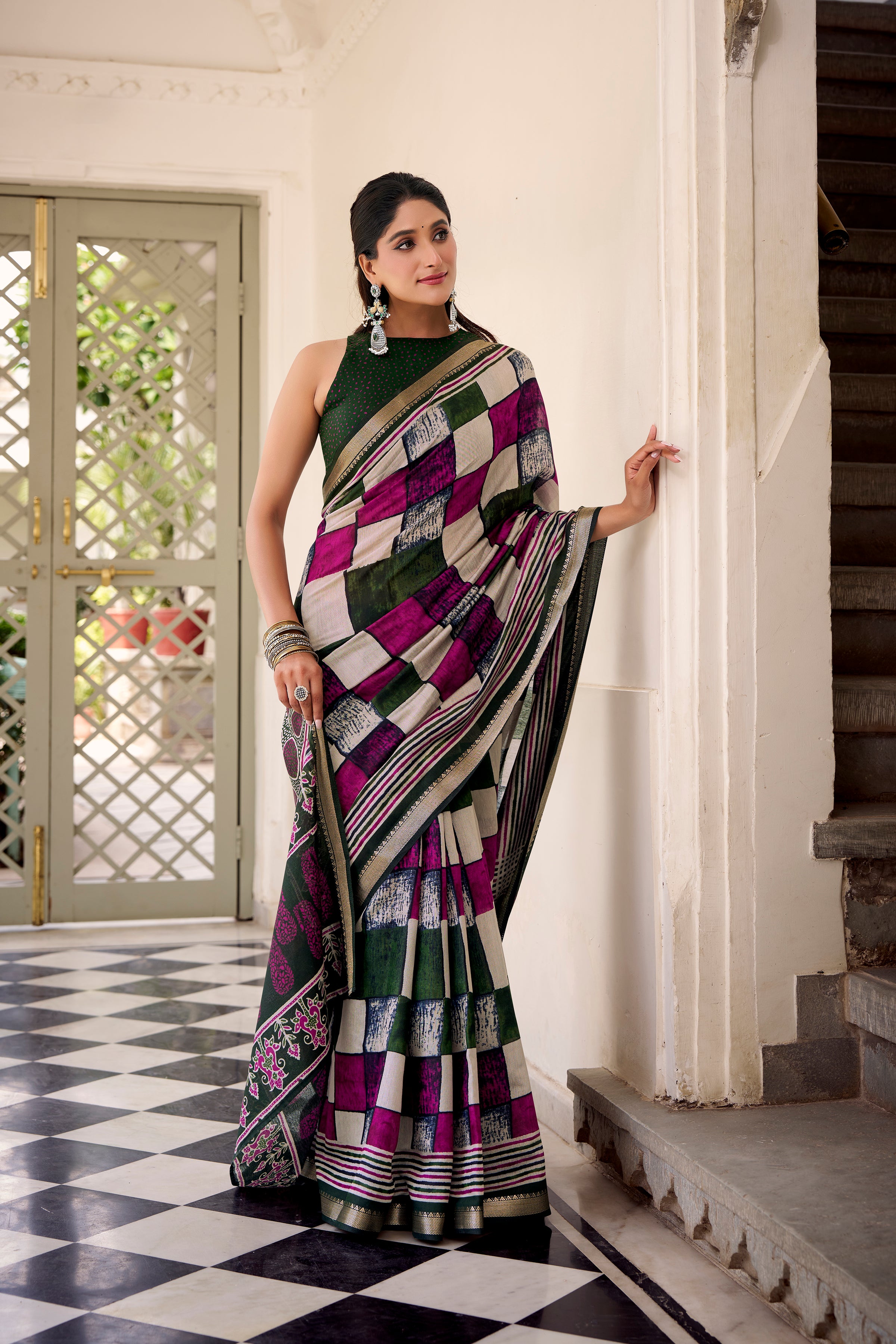Viscose Chanderi Printed Saree