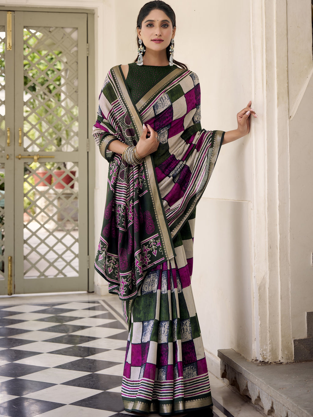 Viscose Chanderi Printed Saree