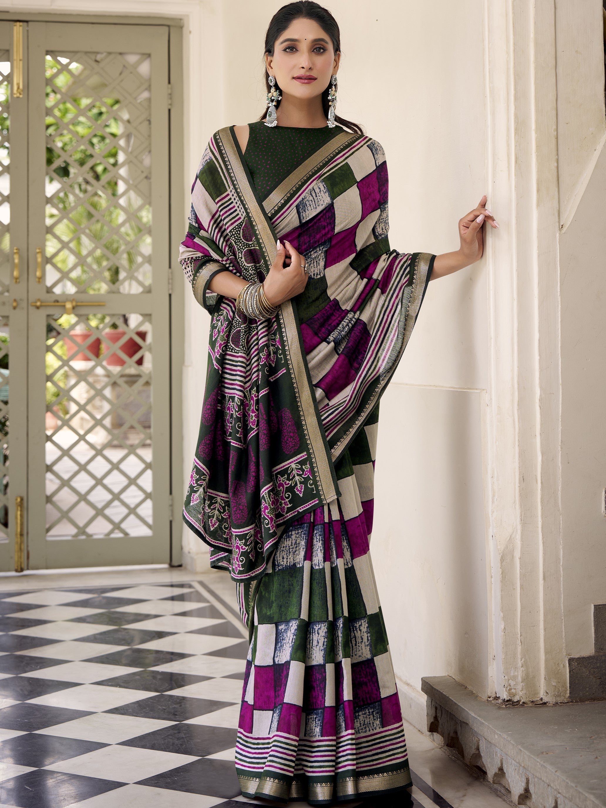 Viscose Chanderi Printed Saree