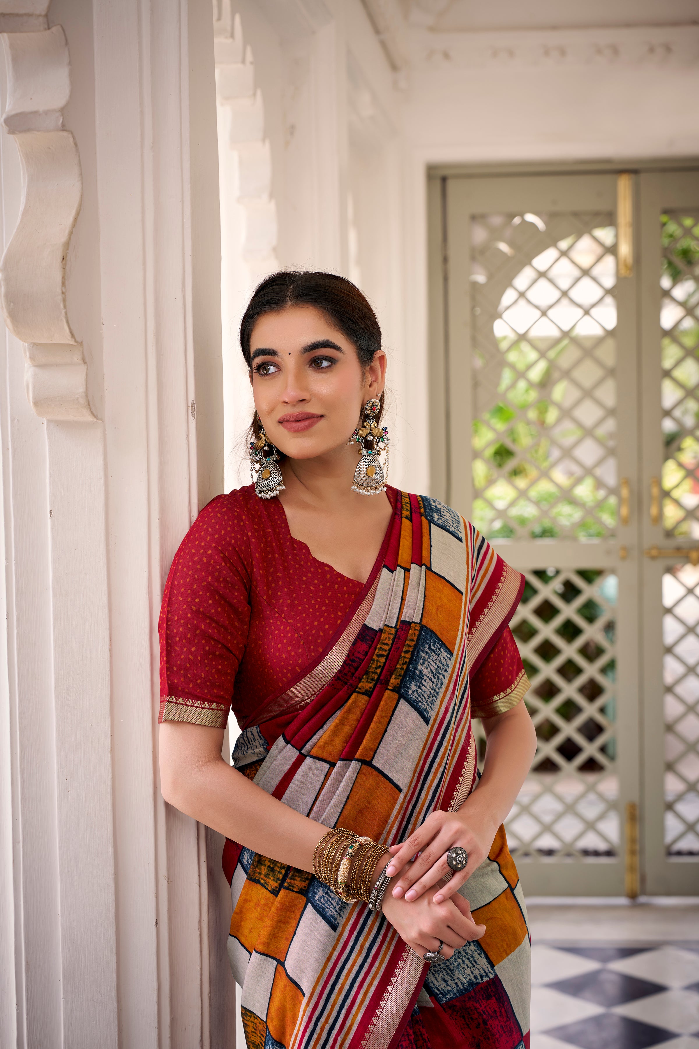 Viscose Chanderi Printed Saree